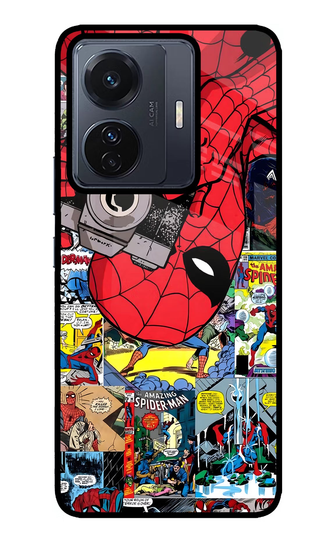 Spider Man Vivo T1 Pro 5G Back Cover - Spider Man Vivo T1 Pro 5G Glass Case Back Cover by Casekaro Spider Man Vivo T1 Pro 5G Glass Case Back Cover by Casekaro
