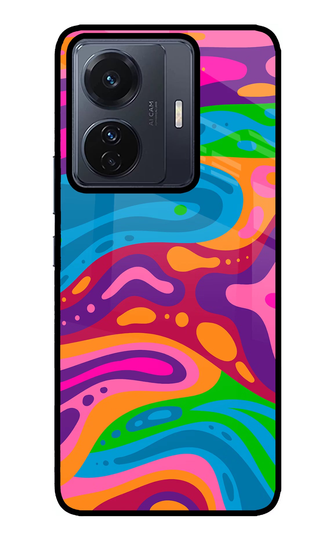 Trippy Pattern Vivo T1 Pro 5G Back Cover - Trippy Pattern Vivo T1 Pro 5G Glass Case Back Cover by Casekaro Trippy Pattern Vivo T1 Pro 5G Glass Case Back Cover by Casekaro