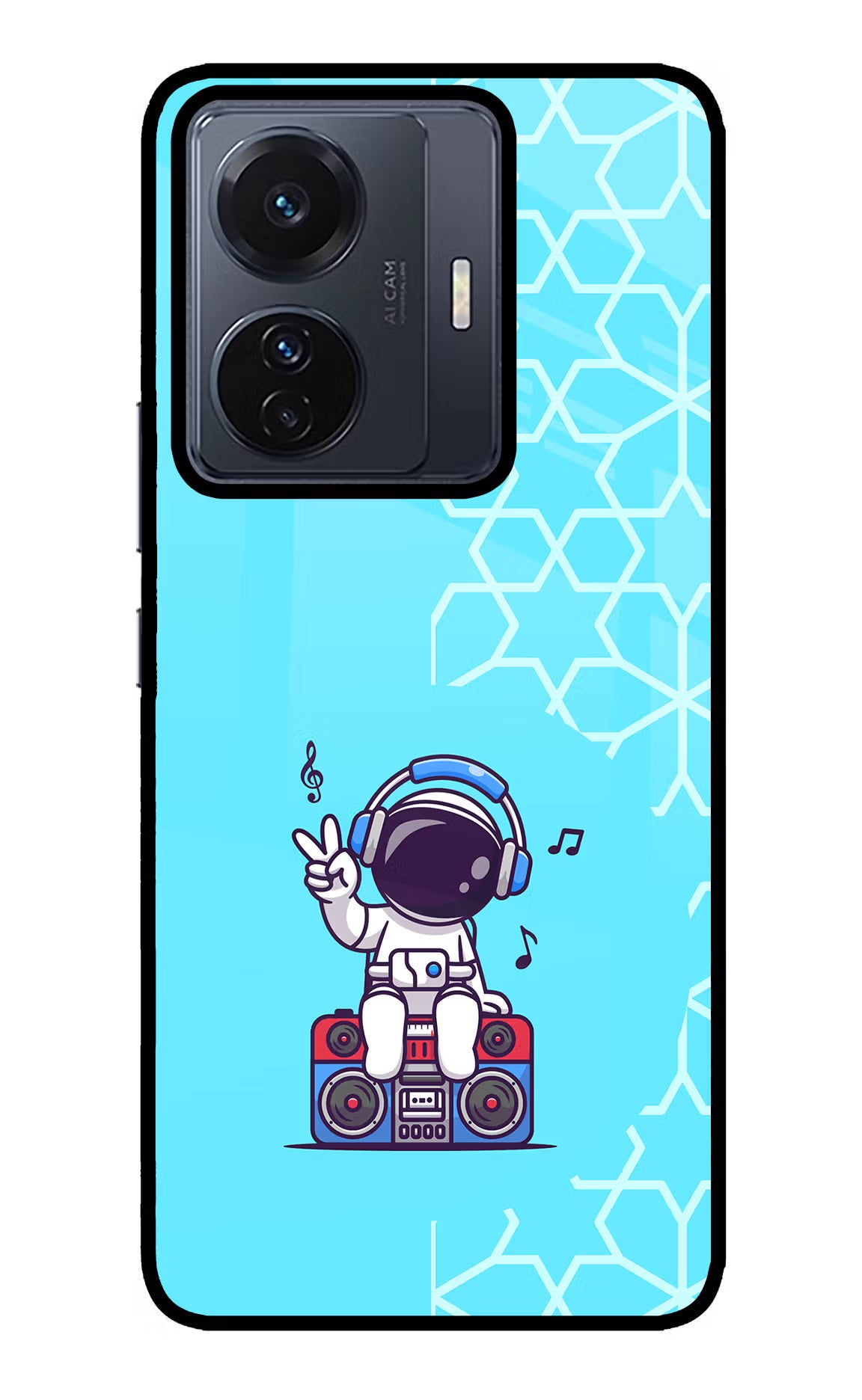 Cute Astronaut Chilling Vivo T1 Pro 5G Back Cover - Cute Astronaut Chilling Vivo T1 Pro 5G Glass Case Back Cover by Casekaro Cute Astronaut Chilling Vivo T1 Pro 5G Glass Case Back Cover by Casekaro