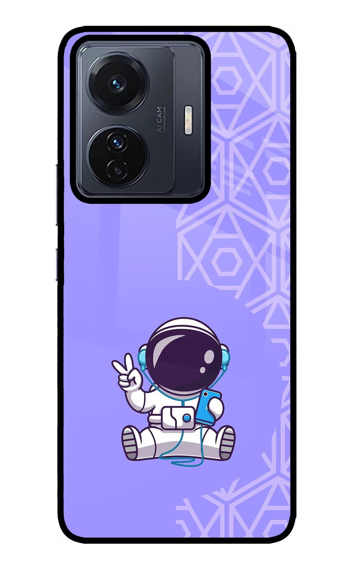 Cute Astronaut Chilling Vivo T1 Pro 5G Glass Case - Cute Astronaut Chilling Vivo T1 Pro 5G Glass Case Cute Astronaut Chilling Vivo T1 Pro 5G Glass Case