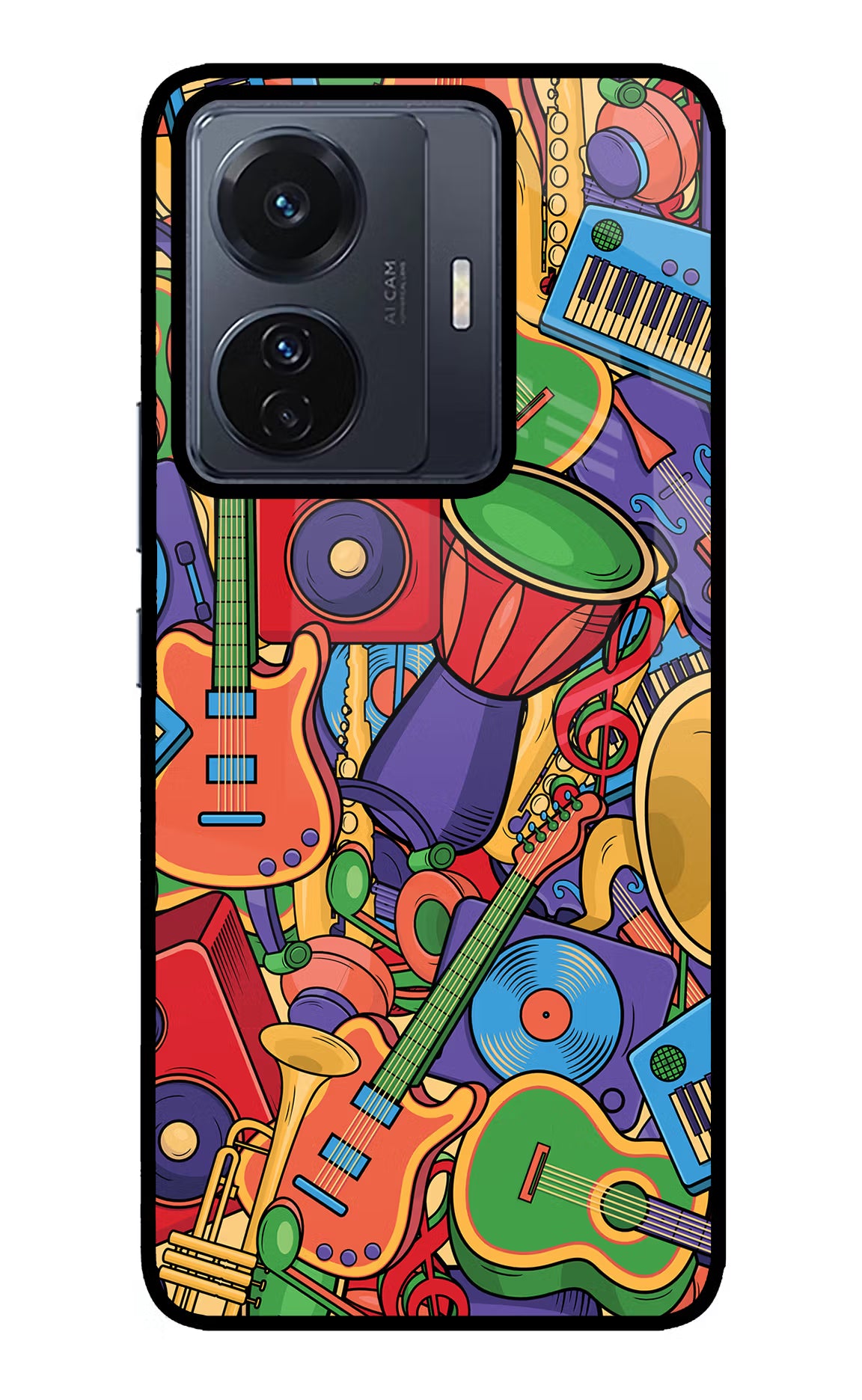 Music Instrument Doodle Vivo T1 Pro 5G Back Cover - Music Instrument Doodle Vivo T1 Pro 5G Glass Case Back Cover by Casekaro Music Instrument Doodle Vivo T1 Pro 5G Glass Case Back Cover by Casekaro