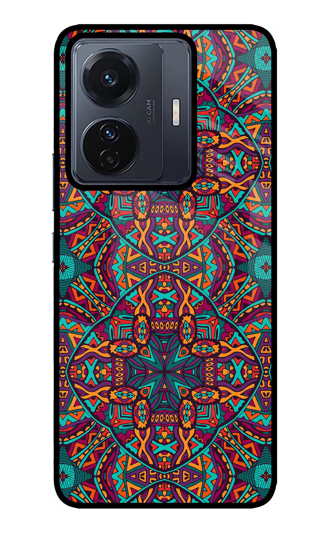 Colour Mandala Vivo T1 Pro 5G Back Cover - Colour Mandala Vivo T1 Pro 5G Glass Case Back Cover by Casekaro Colour Mandala Vivo T1 Pro 5G Glass Case Back Cover by Casekaro