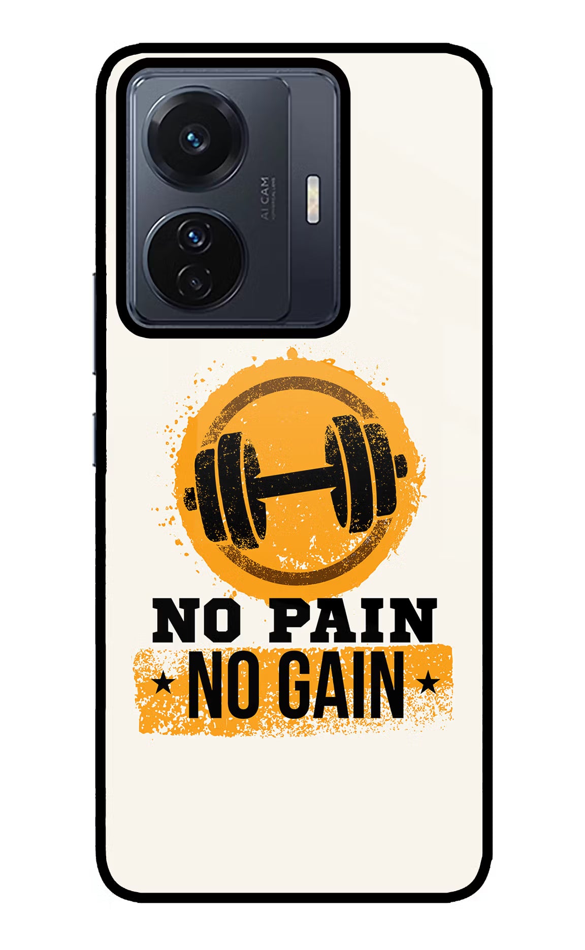 No Pain No Gain Vivo T1 Pro 5G Back Cover - No Pain No Gain Vivo T1 Pro 5G Glass Case Back Cover by Casekaro No Pain No Gain Vivo T1 Pro 5G Glass Case Back Cover by Casekaro