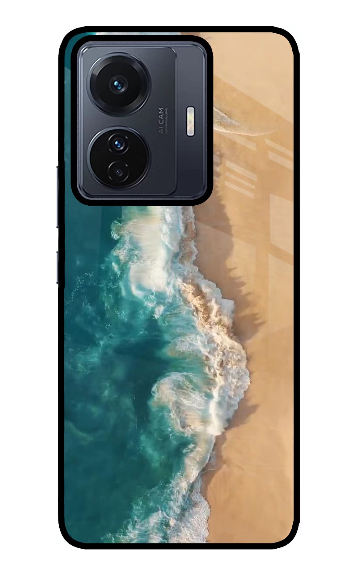 Ocean Beach Vivo T1 Pro 5G Back Cover - Ocean Beach Vivo T1 Pro 5G Glass Case Back Cover by Casekaro Ocean Beach Vivo T1 Pro 5G Glass Case Back Cover by Casekaro
