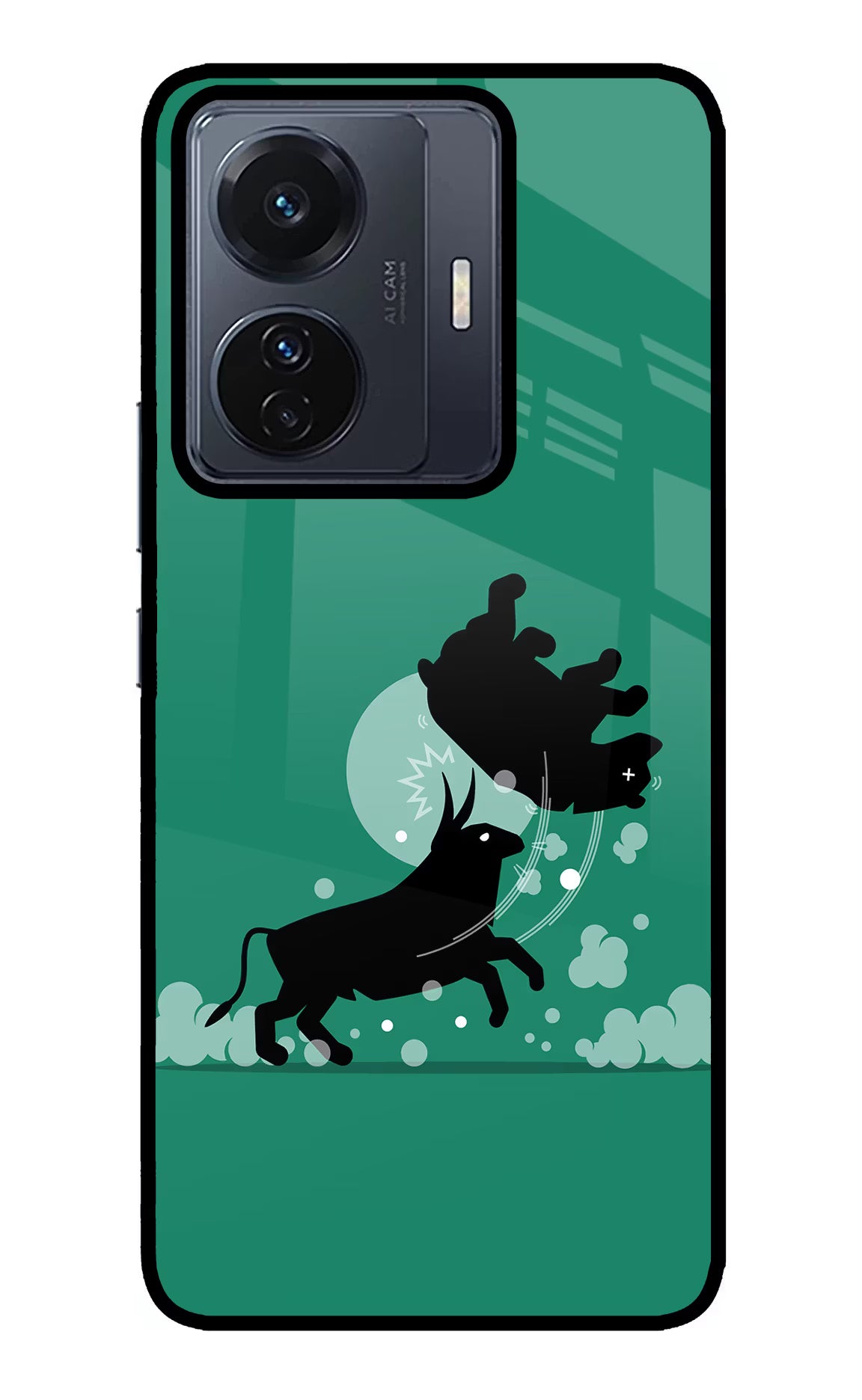Bull Conqueror Vivo T1 Pro 5G Back Cover - Bull Conqueror Vivo T1 Pro 5G Glass Case Back Cover by Casekaro Bull Conqueror Vivo T1 Pro 5G Glass Case Back Cover by Casekaro