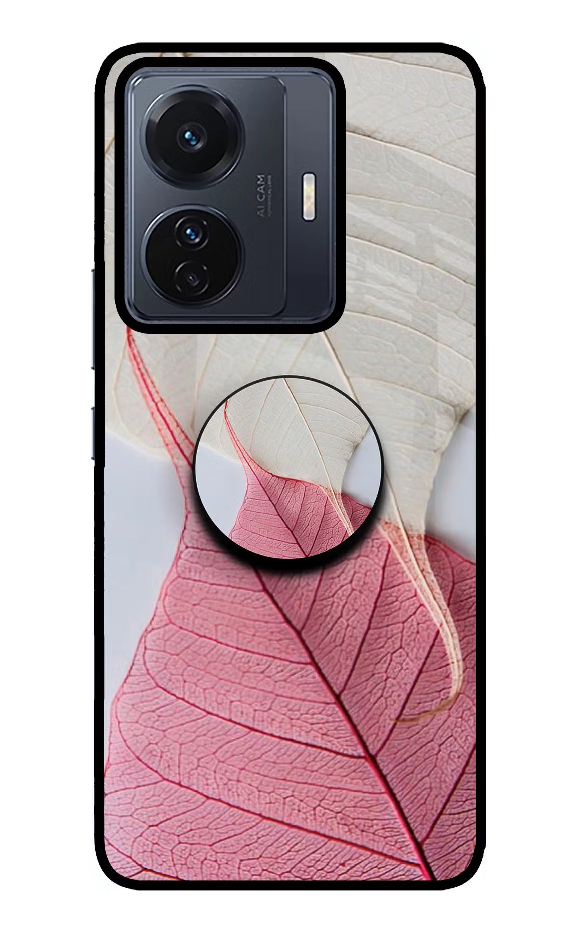 White Pink Leaf Vivo T1 Pro 5G Pop Case - White Pink Leaf Vivo T1 Pro 5G Pop Case by Casekaro White Pink Leaf Vivo T1 Pro 5G Pop Case by Casekaro