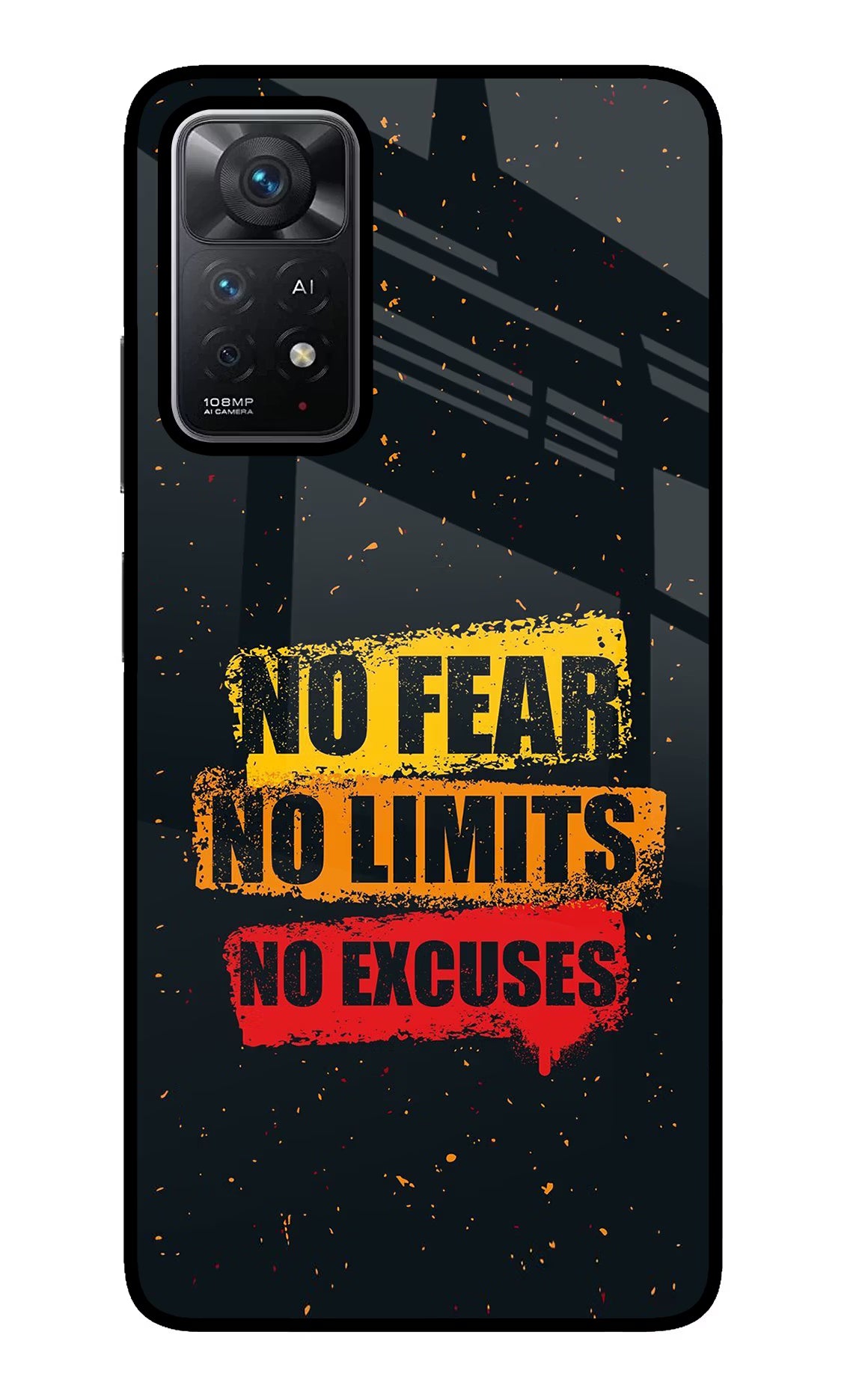 No Fear No Limits No Excuse Redmi Note 11 Pro+ 5G Back Cover - No Fear No Limits No Excuse Redmi Note 11 Pro+ 5G Glass Case Back Cover by Casekaro No Fear No Limits No Excuse Redmi Note 11 Pro+ 5G Glass Case Back Cover by Casekaro