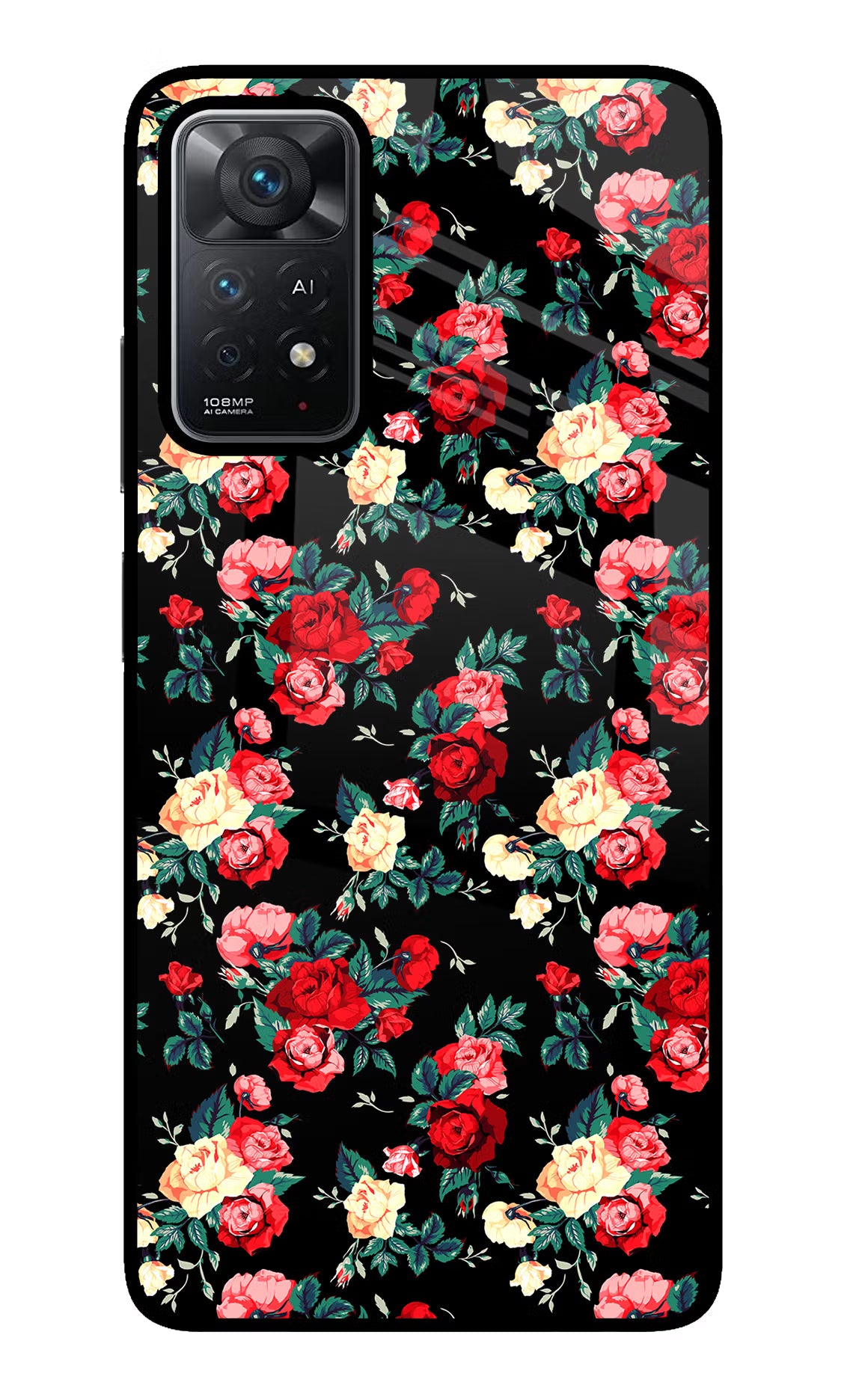 Rose Pattern Redmi Note 11 Pro+ 5G Glass Case - Rose Pattern Redmi Note 11 Pro+ 5G Glass Case Rose Pattern Redmi Note 11 Pro+ 5G Glass Case