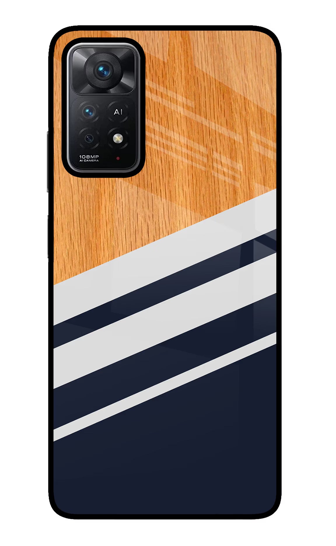 Blue and white wooden Redmi Note 11 Pro+ 5G Back Cover - Blue and white wooden Redmi Note 11 Pro+ 5G Glass Case Back Cover by Casekaro Blue and white wooden Redmi Note 11 Pro+ 5G Glass Case Back Cover by Casekaro