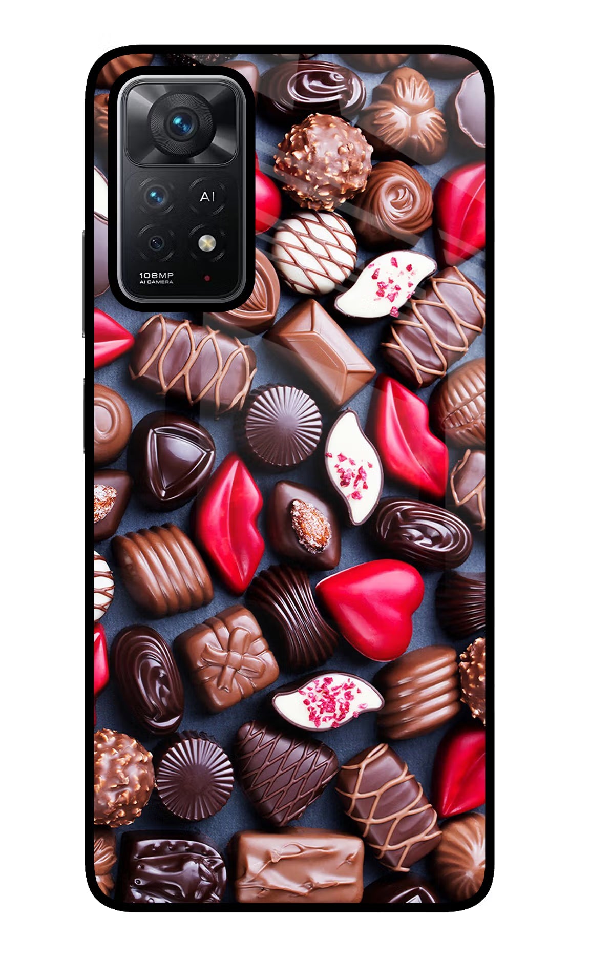 Chocolates Redmi Note 11 Pro+ 5G Back Cover - Chocolates Redmi Note 11 Pro+ 5G Glass Case Back Cover by Casekaro Chocolates Redmi Note 11 Pro+ 5G Glass Case Back Cover by Casekaro