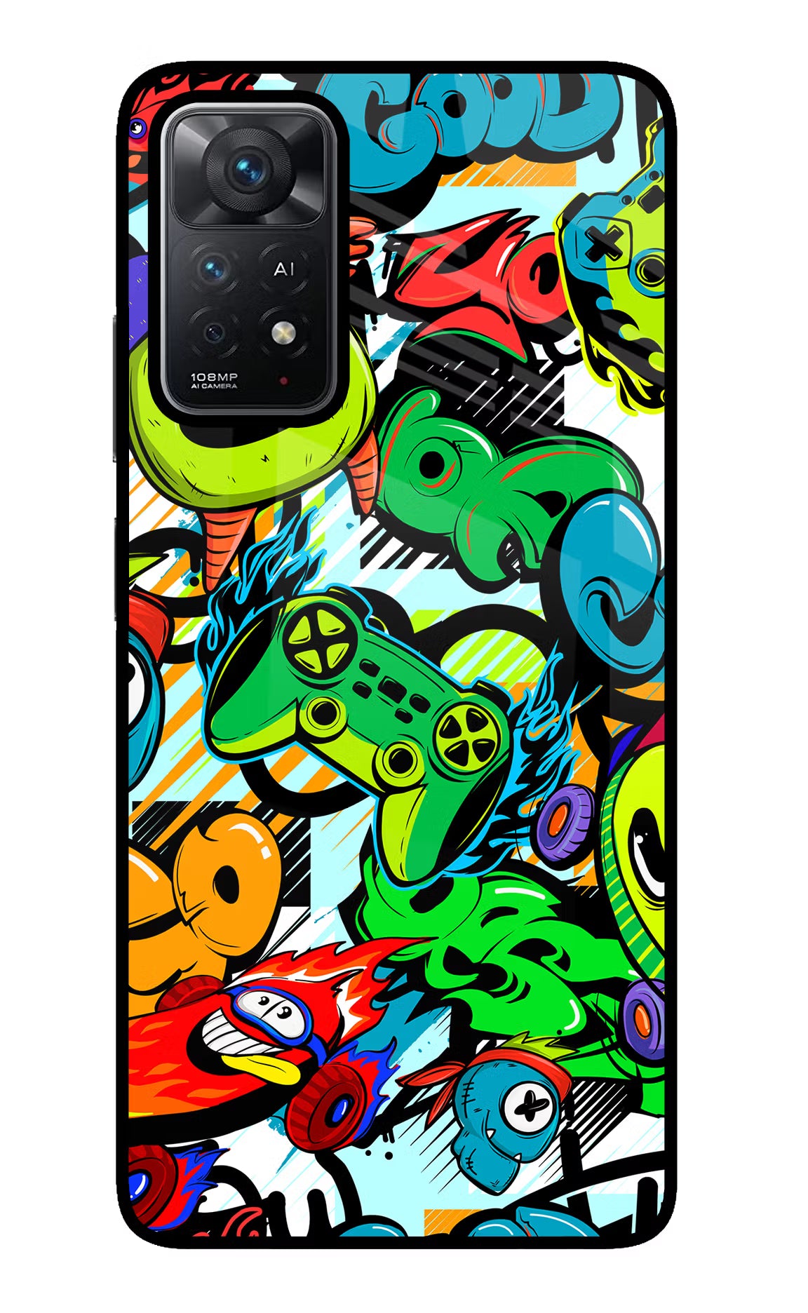 Game Doodle Redmi Note 11 Pro+ 5G Back Cover - Game Doodle Redmi Note 11 Pro+ 5G Glass Case Back Cover by Casekaro Game Doodle Redmi Note 11 Pro+ 5G Glass Case Back Cover by Casekaro