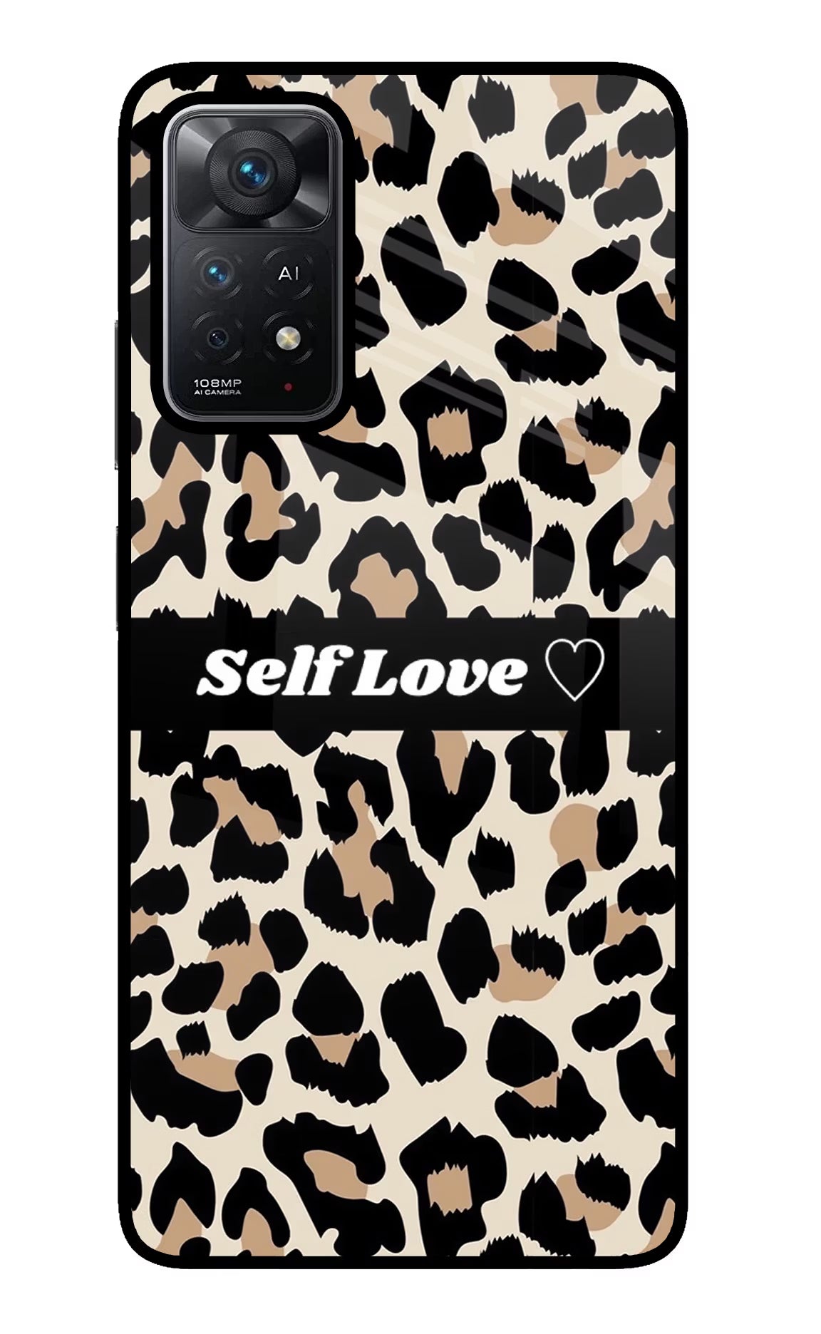 Leopard Print Self Love Redmi Note 11 Pro+ 5G Back Cover - Leopard Print Self Love Redmi Note 11 Pro+ 5G Glass Case Back Cover by Casekaro Leopard Print Self Love Redmi Note 11 Pro+ 5G Glass Case Back Cover by Casekaro