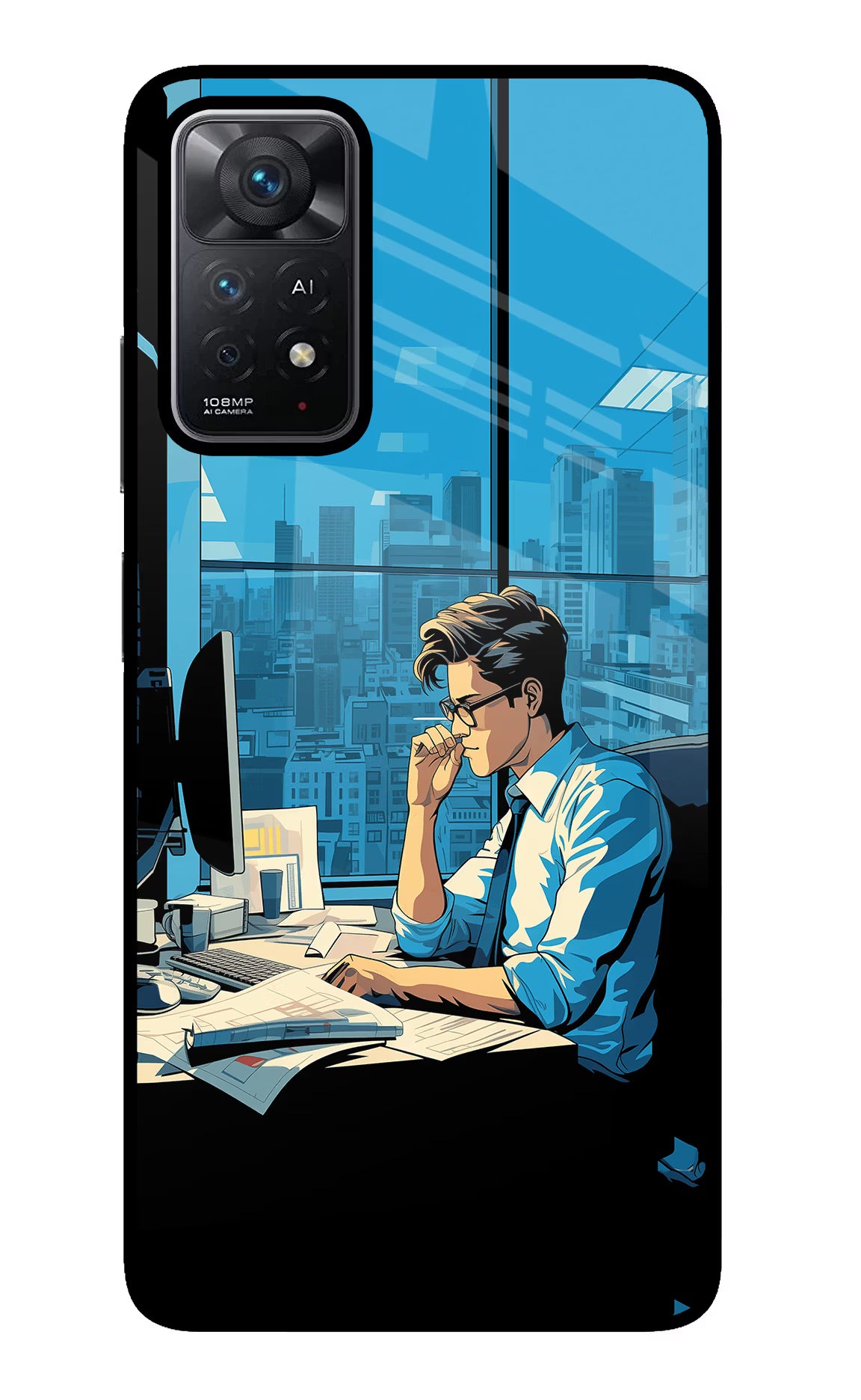 Focused Hustler (AI Generated) Redmi Note 11 Pro+ 5G Back Cover - Focused Hustler (AI Generated) Redmi Note 11 Pro+ 5G Glass Case Back Cover by Casekaro Focused Hustler (AI Generated) Redmi Note 11 Pro+ 5G Glass Case Back Cover by Casekaro