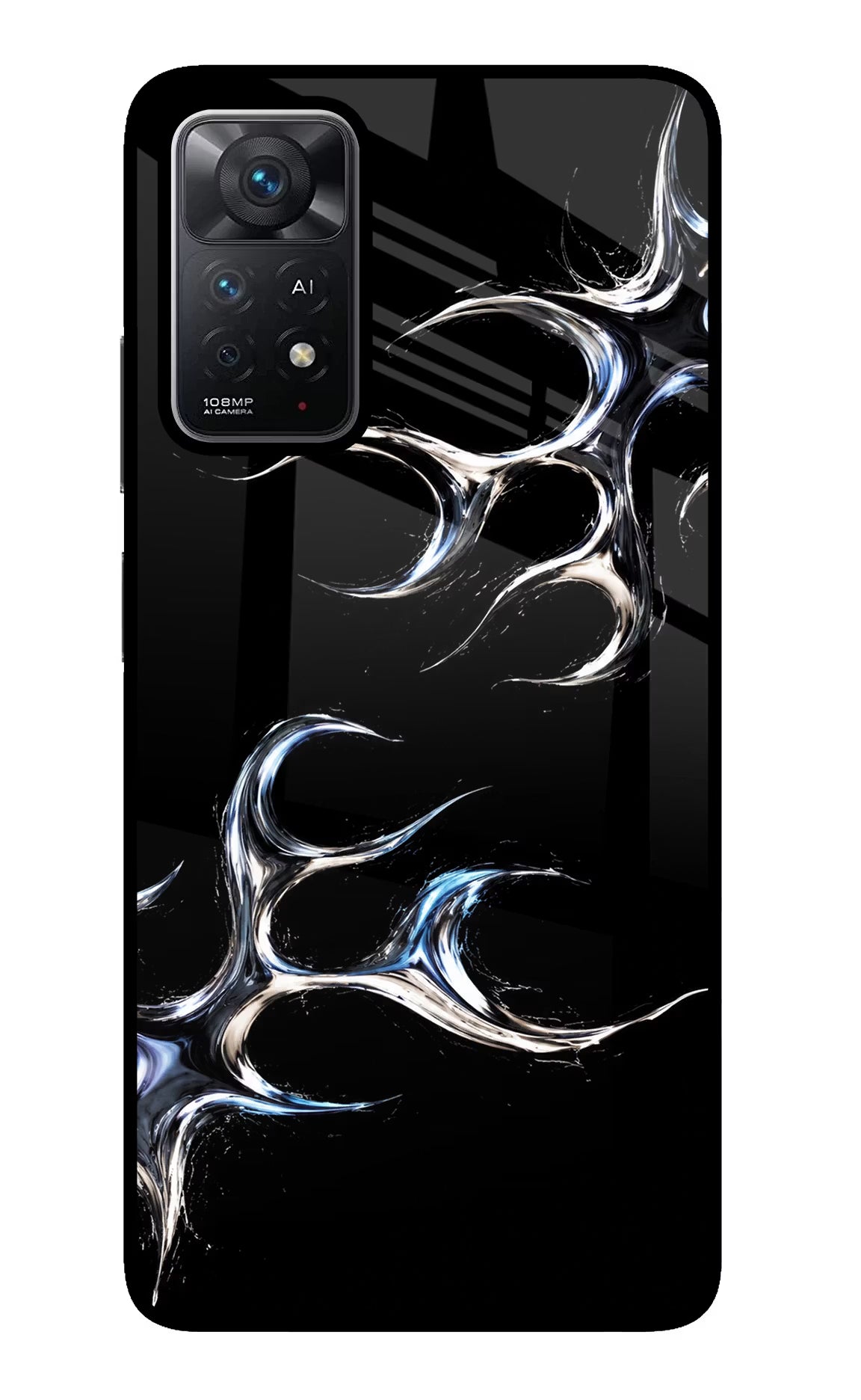 Chrome Tribal Redmi Note 11 Pro+ 5G Back Cover - Chrome Tribal Redmi Note 11 Pro+ 5G Glass Case Back Cover by Casekaro Chrome Tribal Redmi Note 11 Pro+ 5G Glass Case Back Cover by Casekaro
