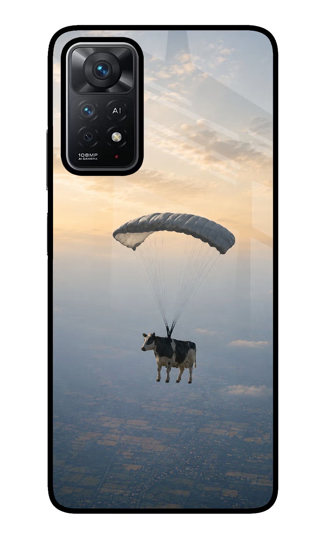 Skydiving Cow Redmi Note 11 Pro+ 5G Glass Case - Skydiving Cow Redmi Note 11 Pro+ 5G Glass Case Skydiving Cow Redmi Note 11 Pro+ 5G Glass Case