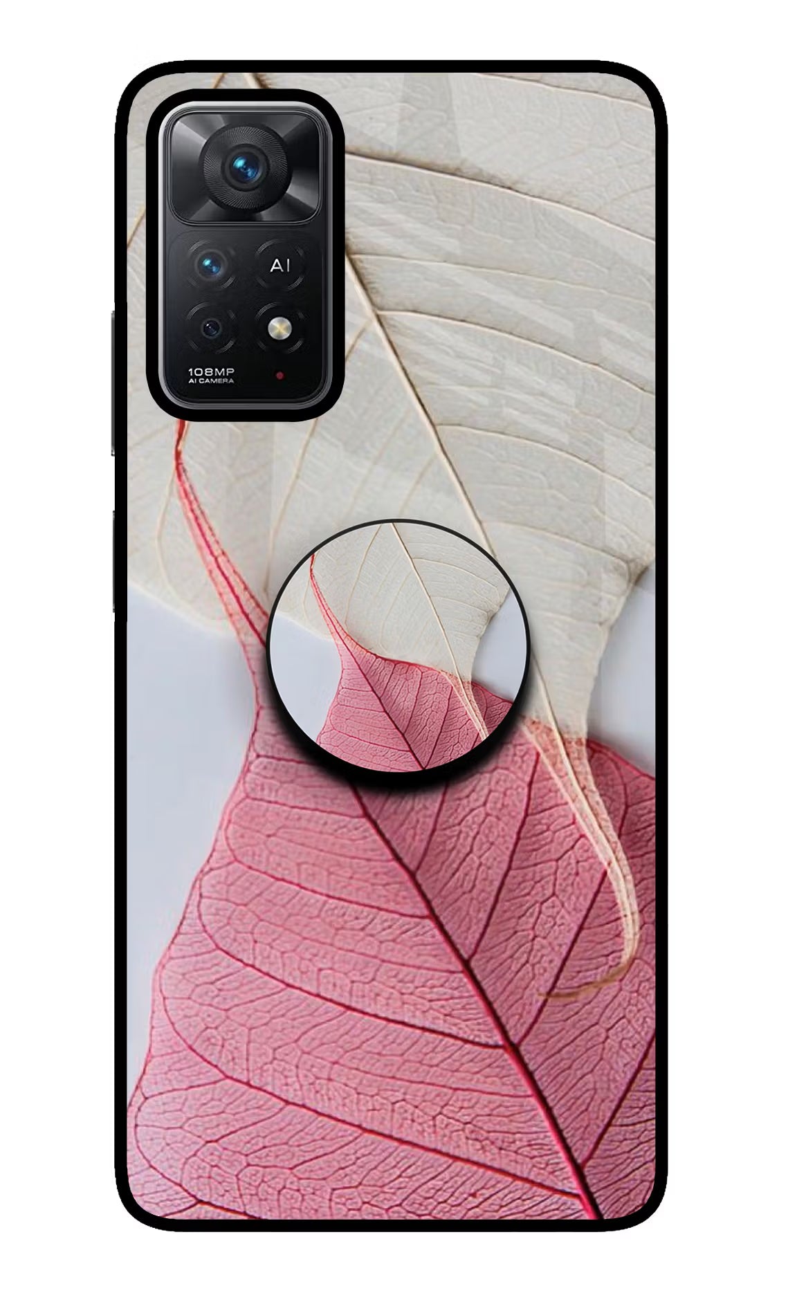 White Pink Leaf Redmi Note 11 Pro+ 5G Pop Case - White Pink Leaf Redmi Note 11 Pro+ 5G Pop Case by Casekaro White Pink Leaf Redmi Note 11 Pro+ 5G Pop Case by Casekaro