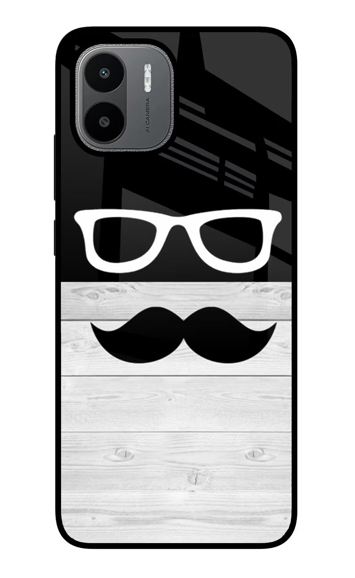 Mustache Redmi A1/A2 Back Cover - Mustache Redmi A1/A2 Glass Case Back Cover by Casekaro Mustache Redmi A1/A2 Glass Case Back Cover by Casekaro