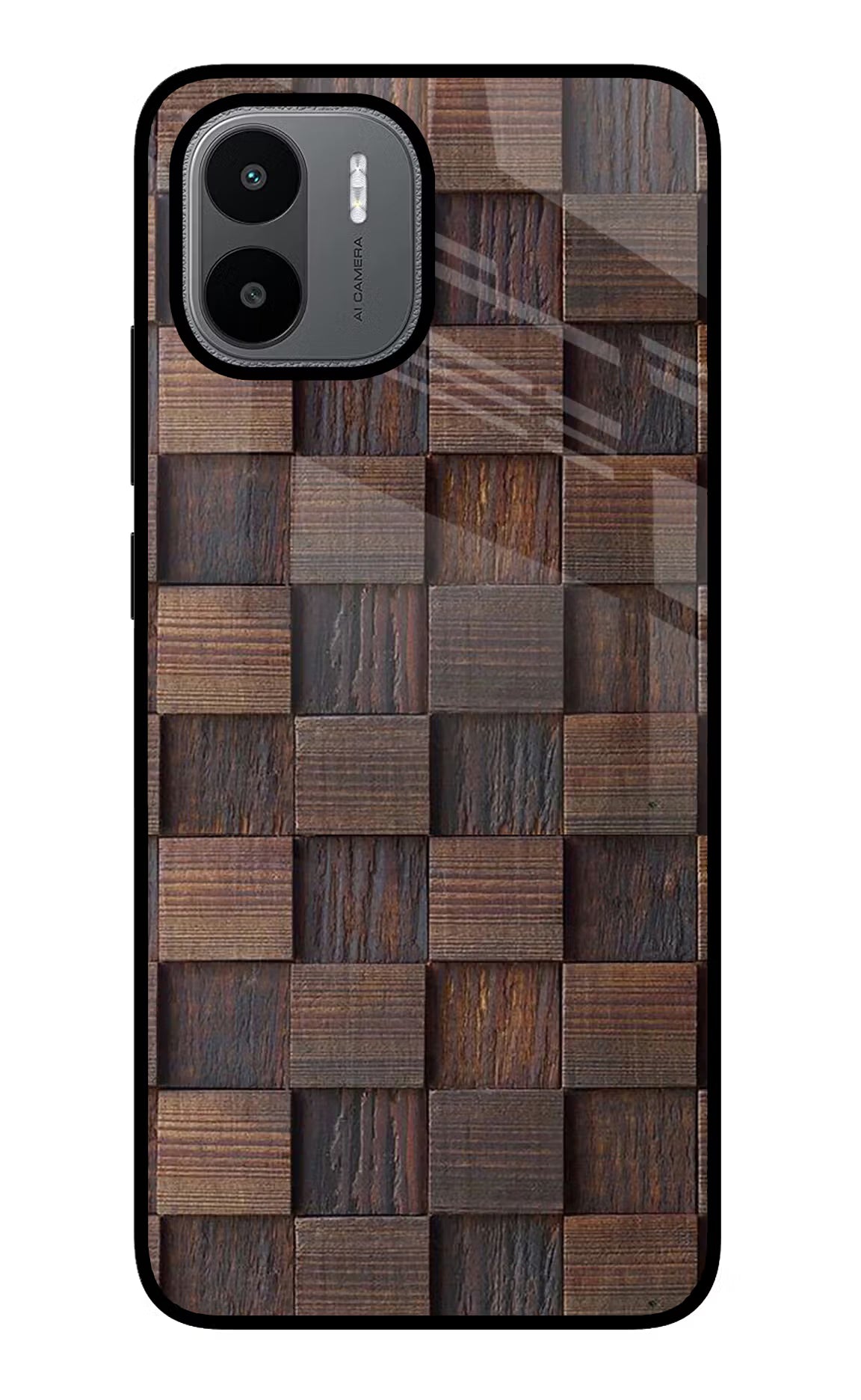 Wooden Cube Design Redmi A1/A2 Glass Case - Wooden Cube Design Redmi A1/A2 Glass Case Wooden Cube Design Redmi A1/A2 Glass Case