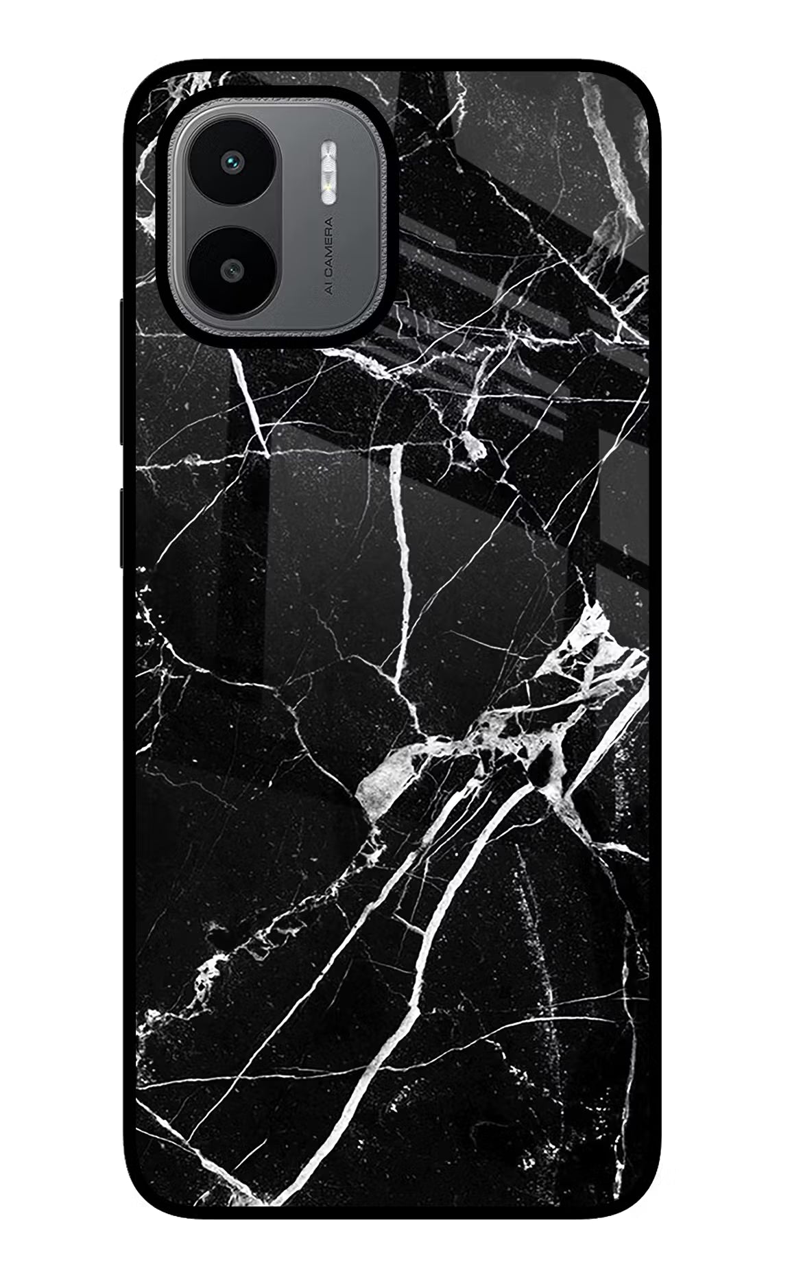 Black Marble Pattern Redmi A1/A2 Back Cover - Black Marble Pattern Redmi A1/A2 Glass Case Back Cover by Casekaro Black Marble Pattern Redmi A1/A2 Glass Case Back Cover by Casekaro