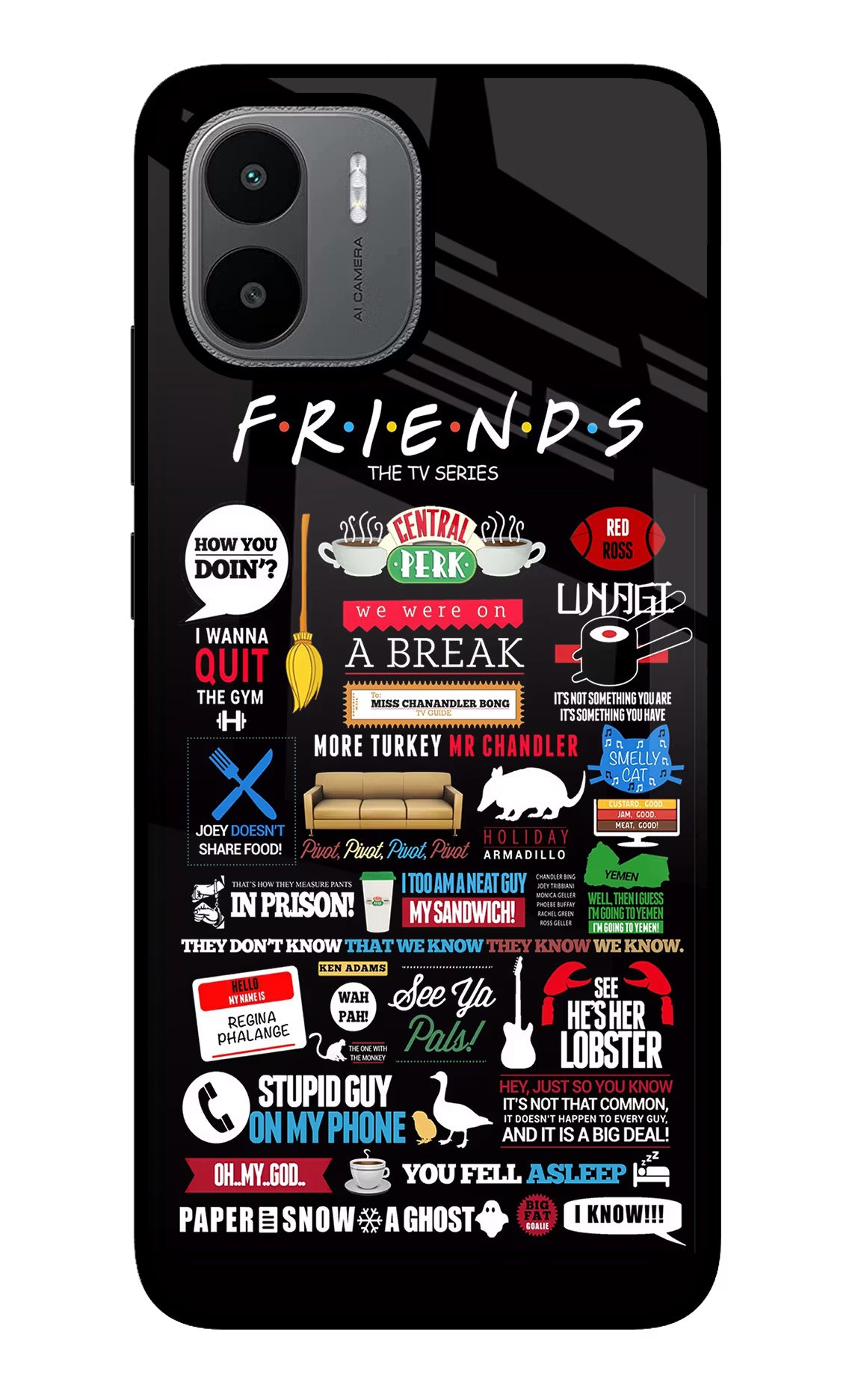 FRIENDS Redmi A1/A2 Back Cover - FRIENDS Redmi A1/A2 Glass Case Back Cover by Casekaro FRIENDS Redmi A1/A2 Glass Case Back Cover by Casekaro