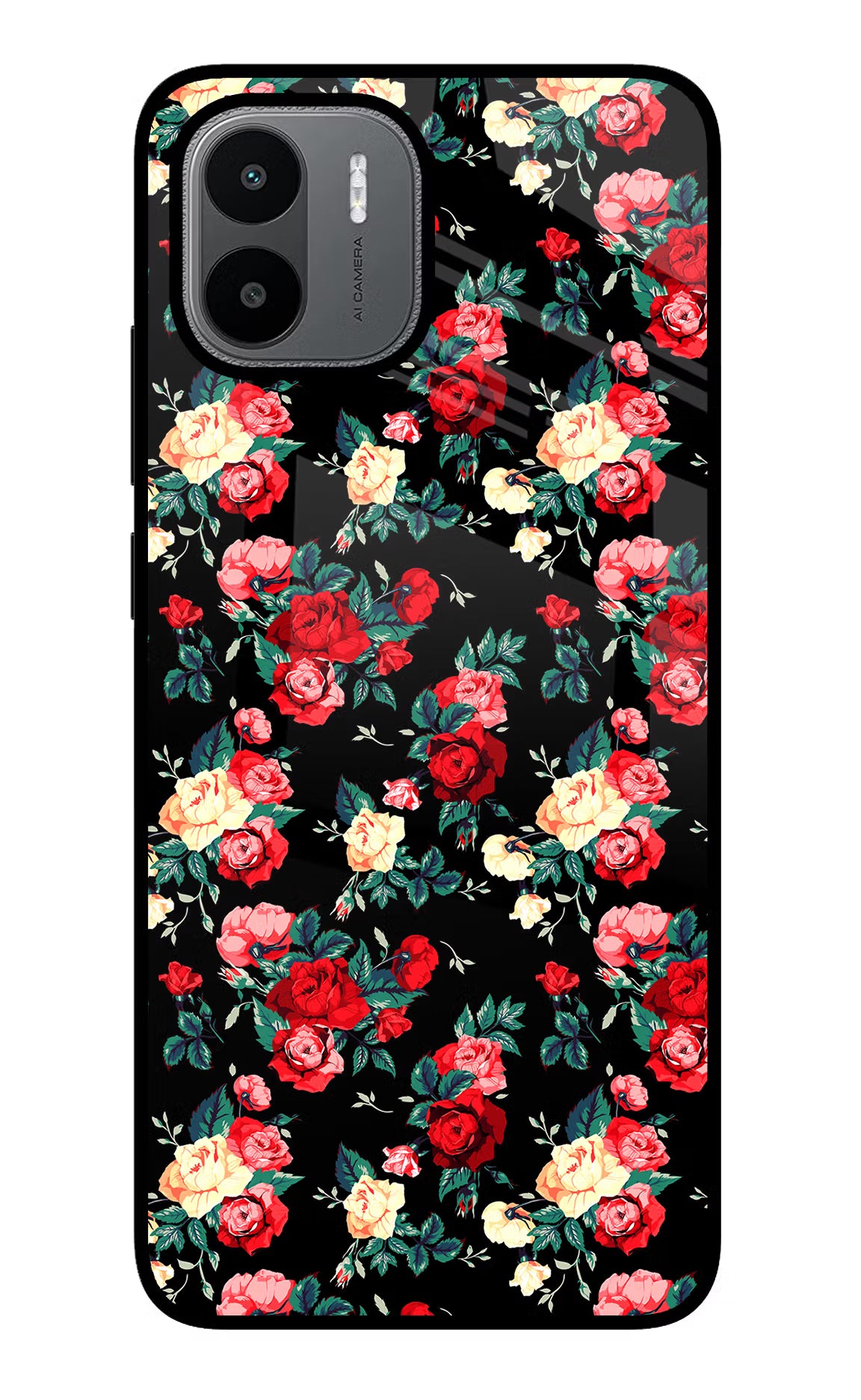 Rose Pattern Redmi A1/A2 Back Cover - Rose Pattern Redmi A1/A2 Glass Case Back Cover by Casekaro Rose Pattern Redmi A1/A2 Glass Case Back Cover by Casekaro