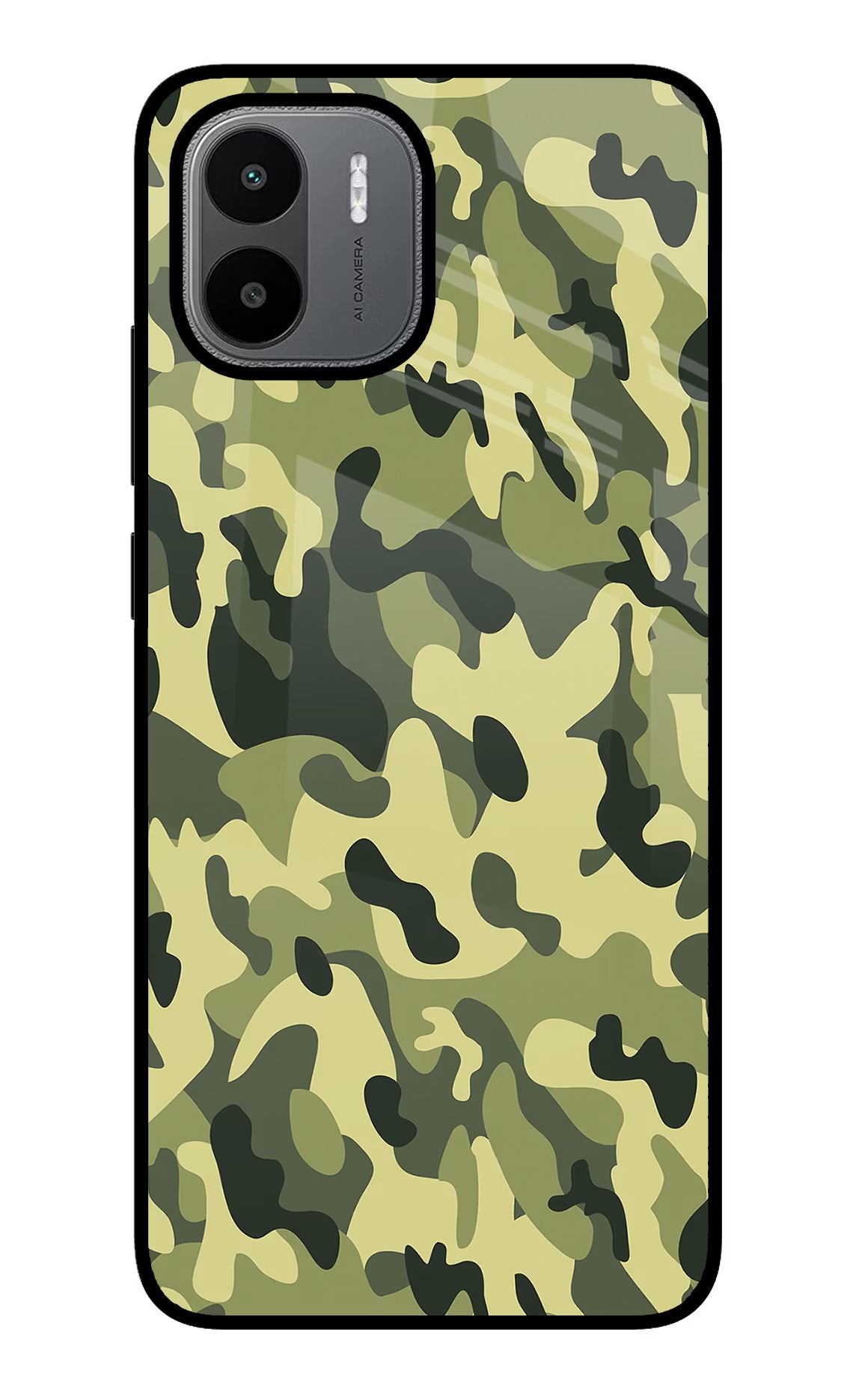 Camouflage Redmi A1/A2 Back Cover - Camouflage Redmi A1/A2 Glass Case Back Cover by Casekaro Camouflage Redmi A1/A2 Glass Case Back Cover by Casekaro