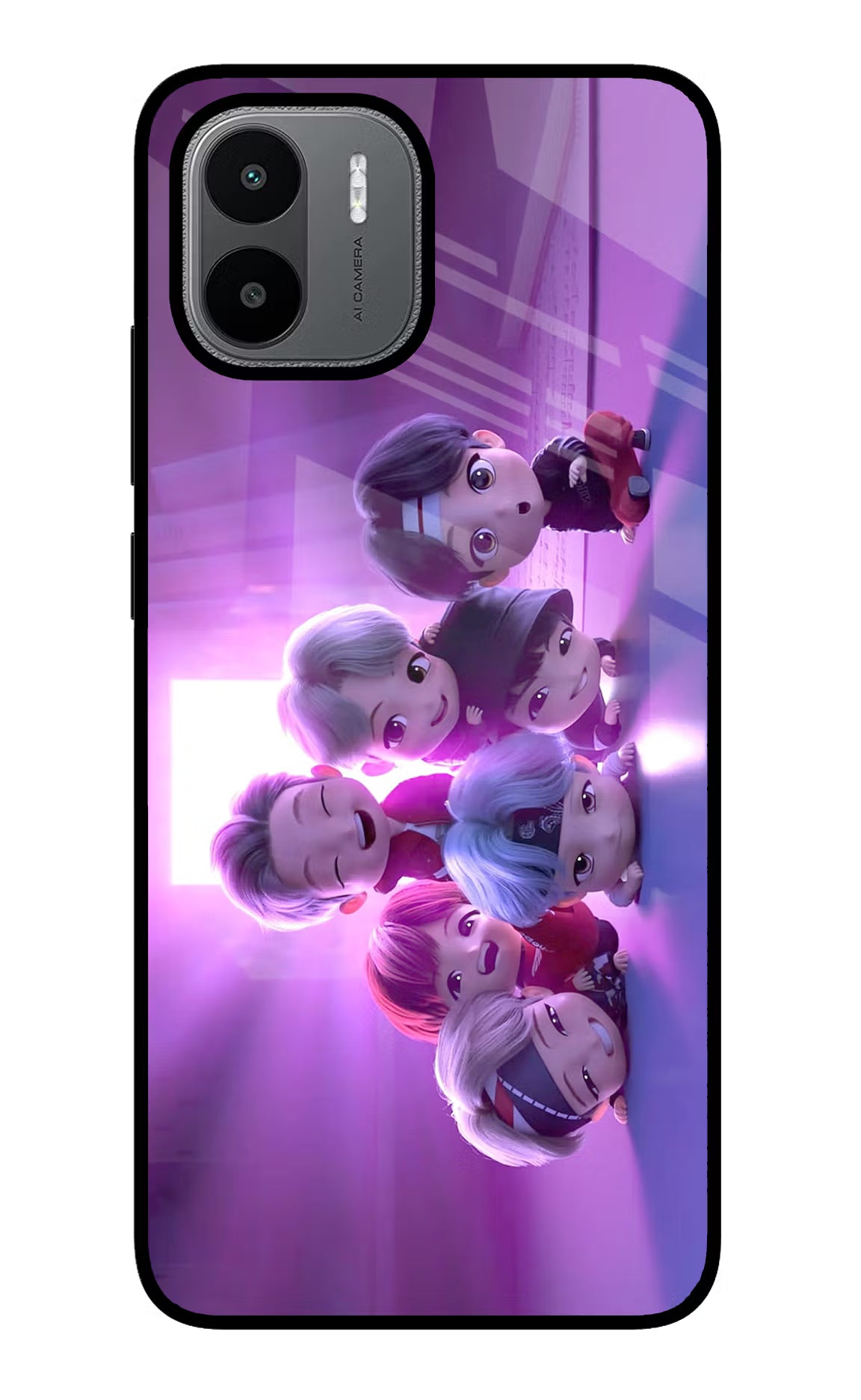 BTS Chibi Redmi A1/A2 Back Cover - BTS Chibi Redmi A1/A2 Glass Case Back Cover by Casekaro BTS Chibi Redmi A1/A2 Glass Case Back Cover by Casekaro