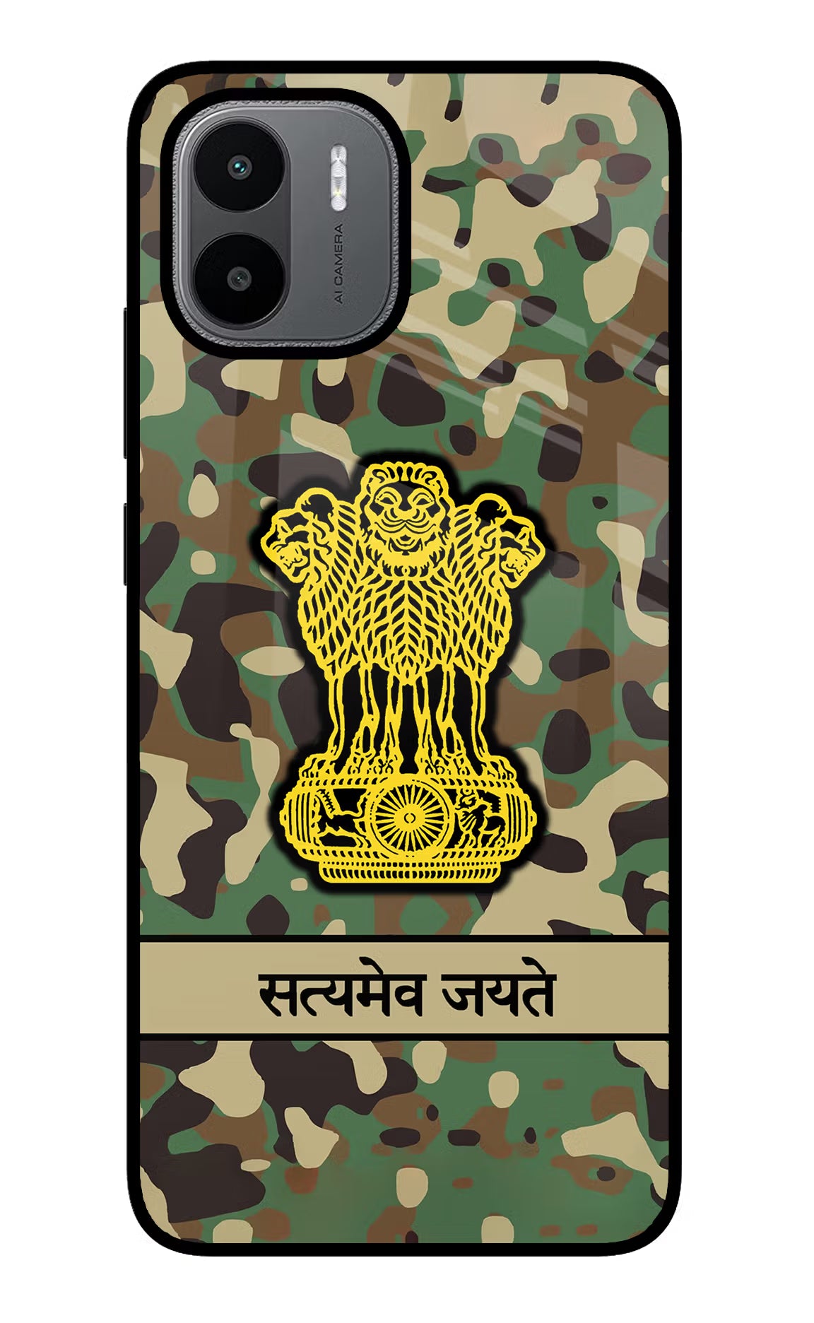 Satyamev Jayate Army Redmi A1/A2 Back Cover - Satyamev Jayate Army Redmi A1/A2 Glass Case Back Cover by Casekaro Satyamev Jayate Army Redmi A1/A2 Glass Case Back Cover by Casekaro