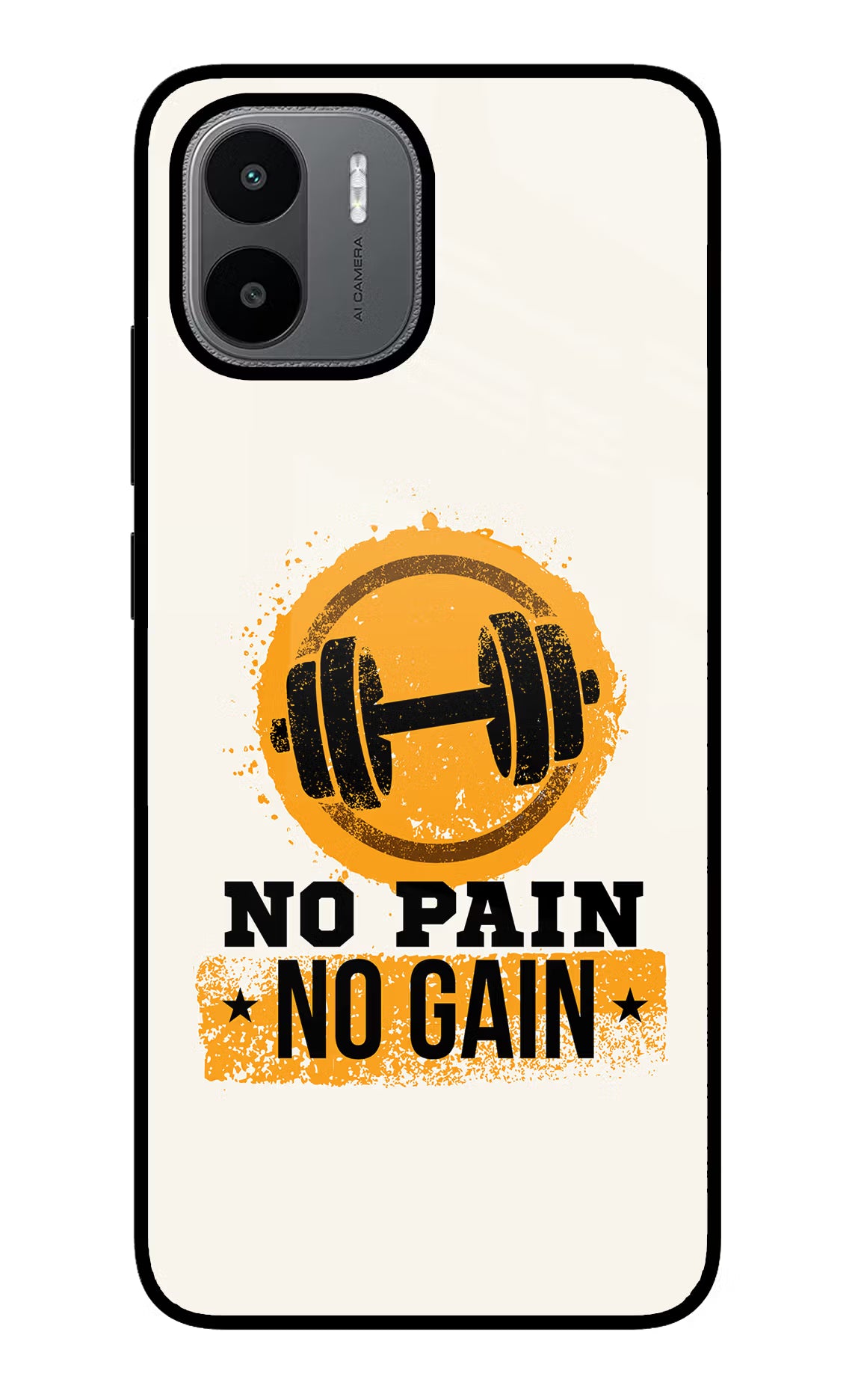 No Pain No Gain Redmi A1/A2 Back Cover - No Pain No Gain Redmi A1/A2 Glass Case Back Cover by Casekaro No Pain No Gain Redmi A1/A2 Glass Case Back Cover by Casekaro