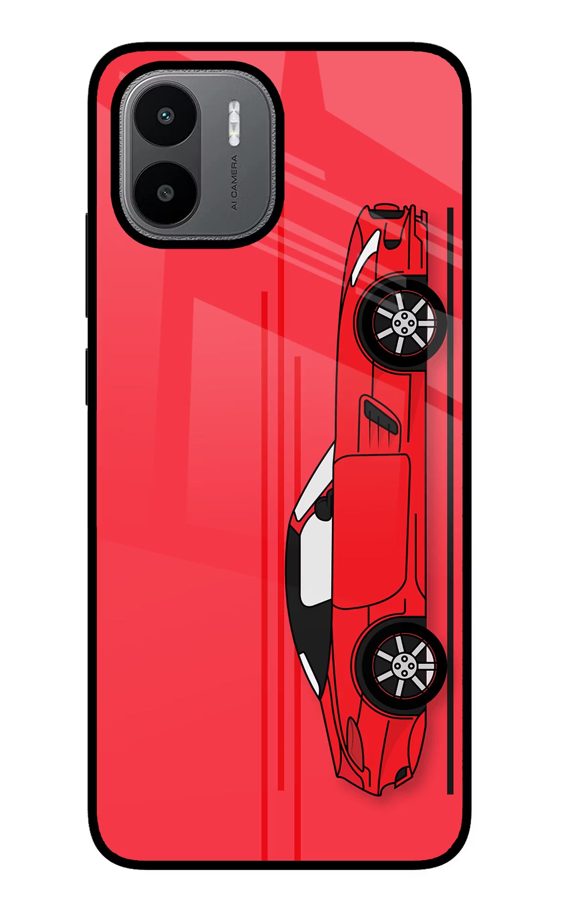 Red Velocity Redmi A1/A2 Back Cover - Red Velocity Redmi A1/A2 Glass Case Back Cover by Casekaro Red Velocity Redmi A1/A2 Glass Case Back Cover by Casekaro