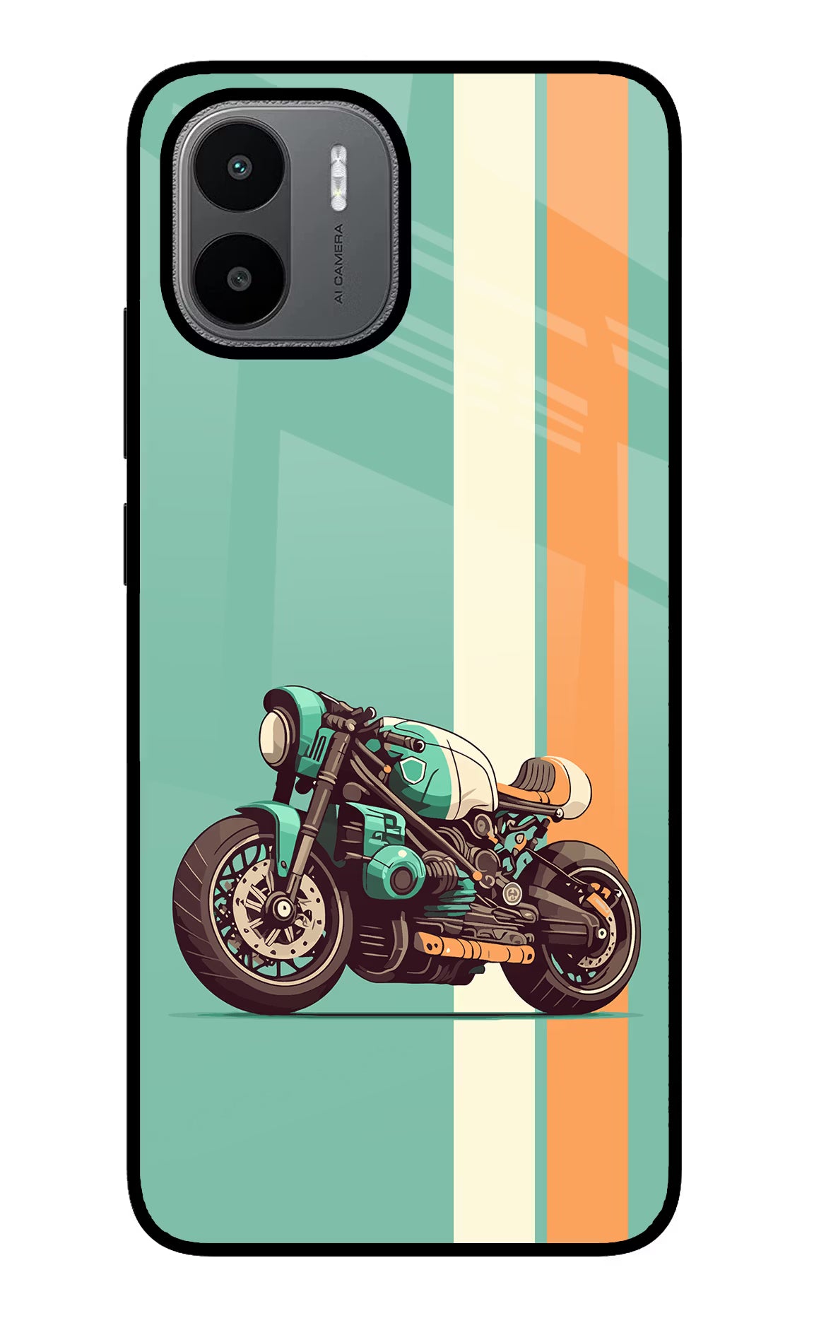 Striped Moto Drift Redmi A1/A2 Glass Case - Striped Moto Drift Redmi A1/A2 Glass Case Striped Moto Drift Redmi A1/A2 Glass Case