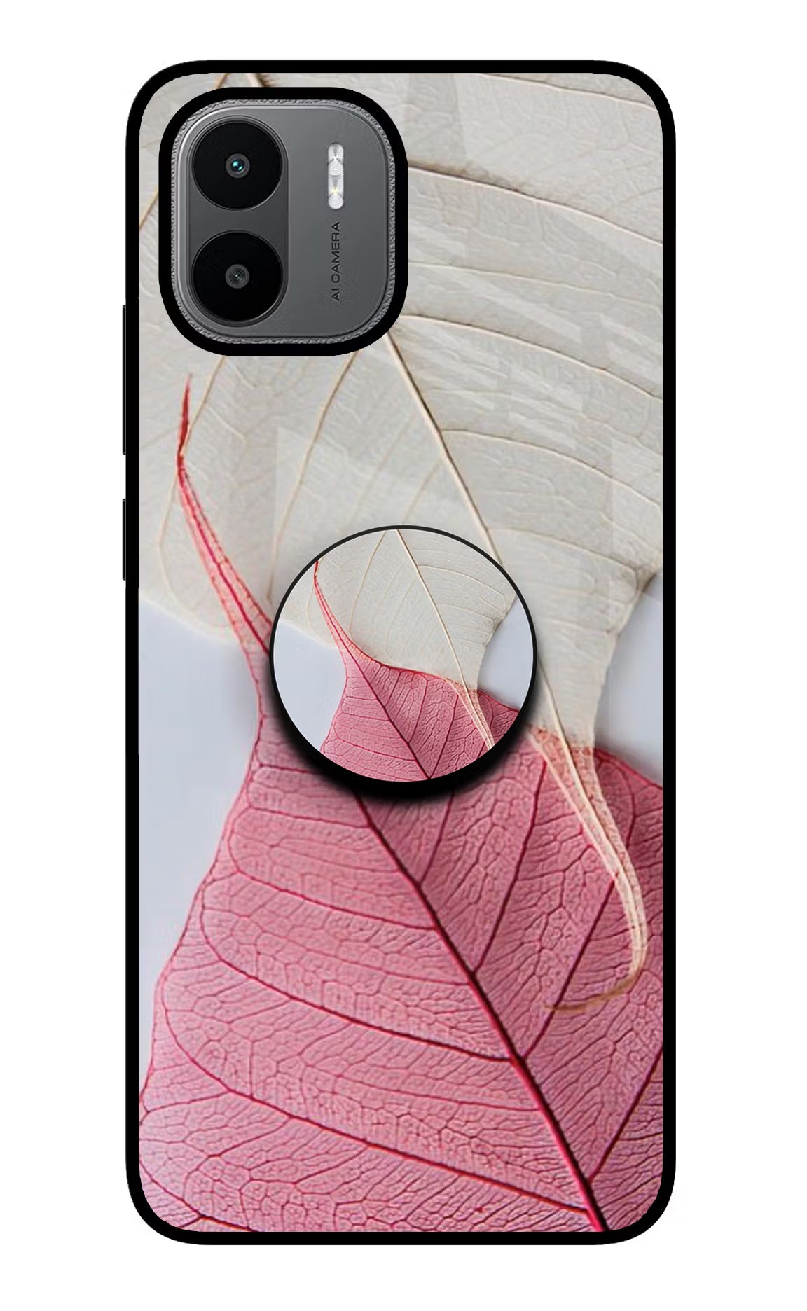 White Pink Leaf Redmi A1/A2 Pop Case - White Pink Leaf Redmi A1/A2 Pop Case by Casekaro White Pink Leaf Redmi A1/A2 Pop Case by Casekaro