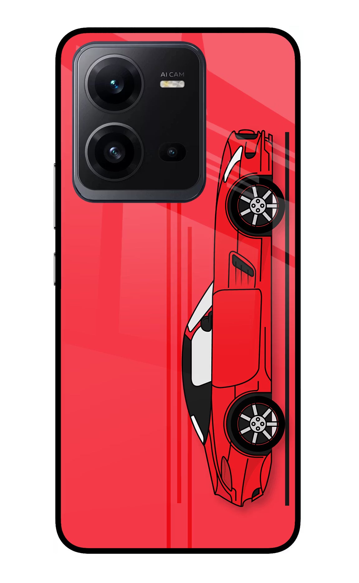 Red Velocity Vivo V25 5G Glass Case - Red Velocity Vivo V25 5G Glass Case Red Velocity Vivo V25 5G Glass Case