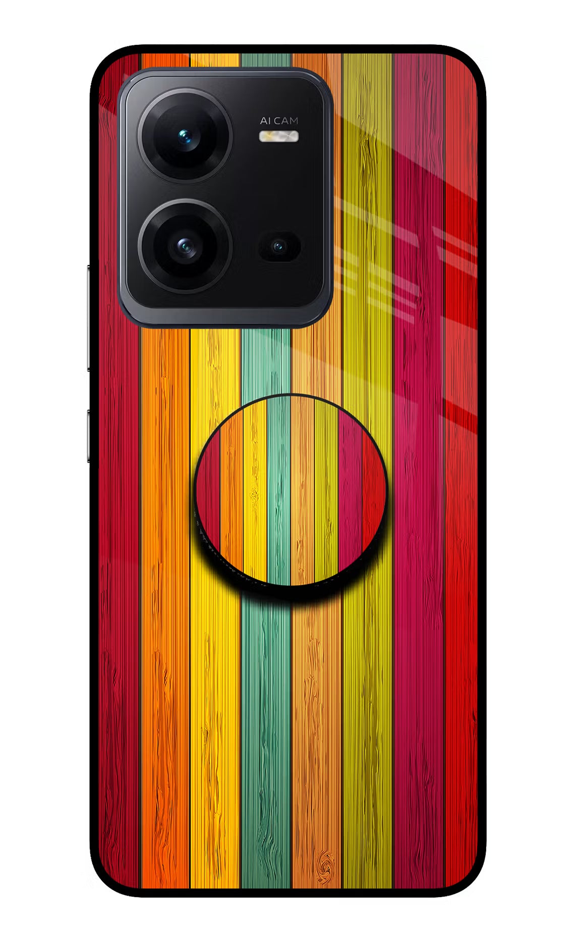 Multicolor Wooden Vivo V25 5G Glass Case - Multicolor Wooden Vivo V25 5G Glass Case Multicolor Wooden Vivo V25 5G Glass Case