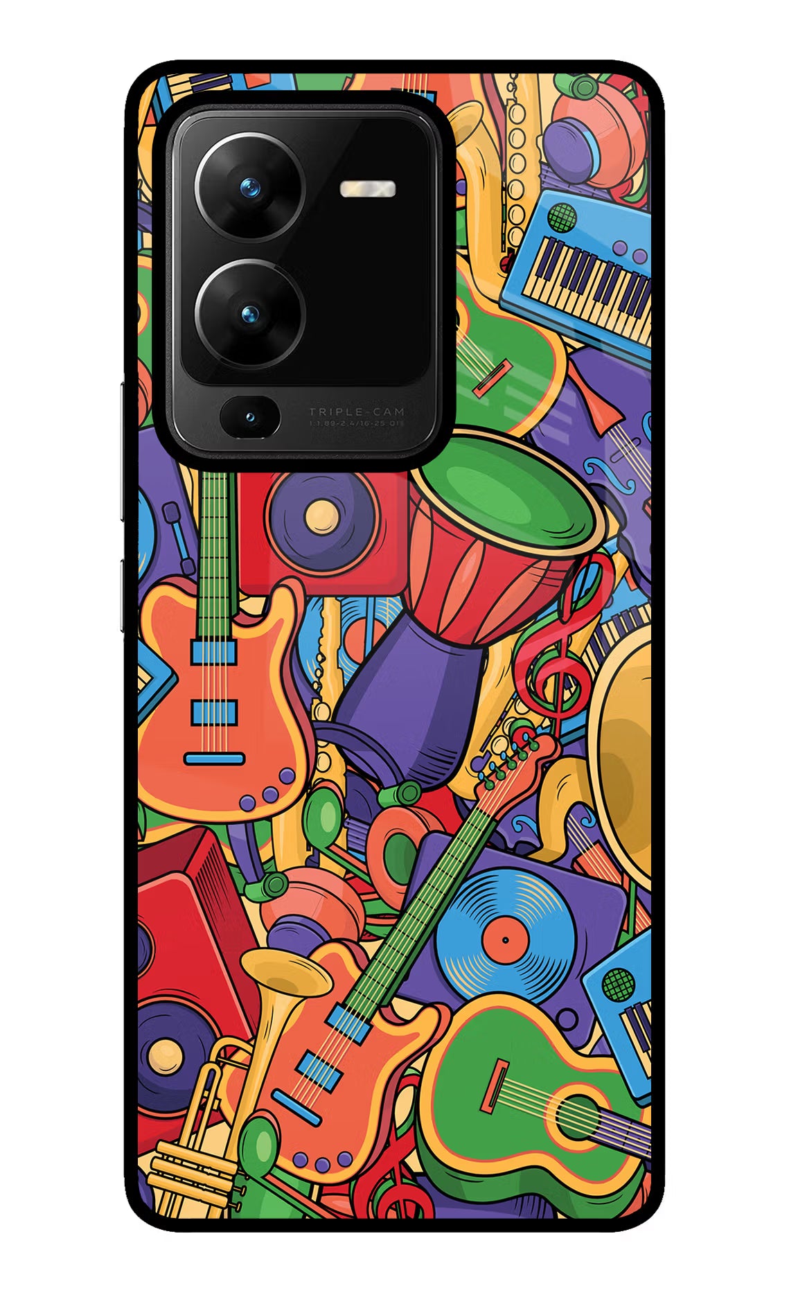 Music Instrument Doodle Vivo V25 Pro 5G Glass Case - Music Instrument Doodle Vivo V25 Pro 5G Glass Case Music Instrument Doodle Vivo V25 Pro 5G Glass Case