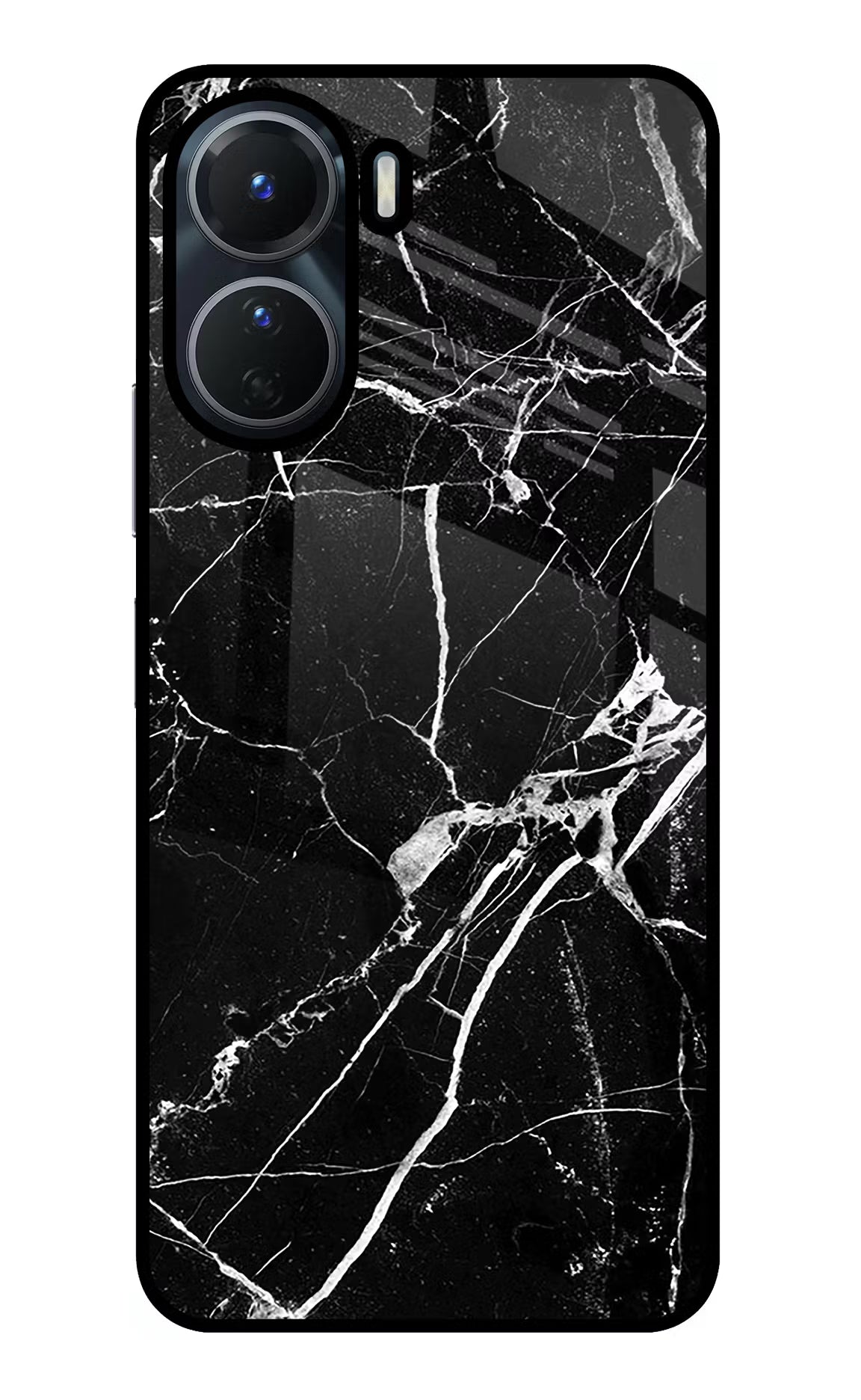Black Marble Pattern Vivo Y16 Glass Case - Black Marble Pattern Vivo Y16 Glass Case Black Marble Pattern Vivo Y16 Glass Case