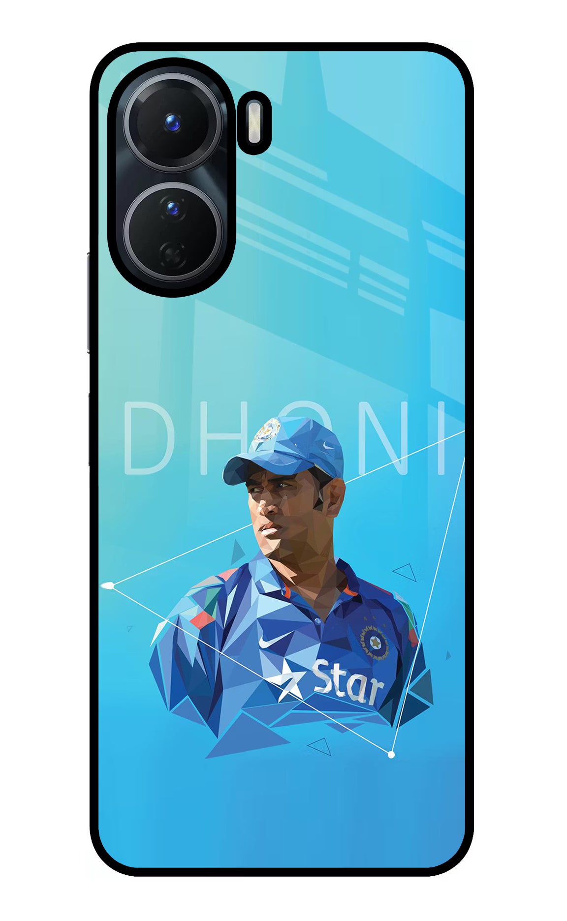 Dhoni Artwork Vivo Y16 Glass Case - Dhoni Artwork Vivo Y16 Glass Case Dhoni Artwork Vivo Y16 Glass Case