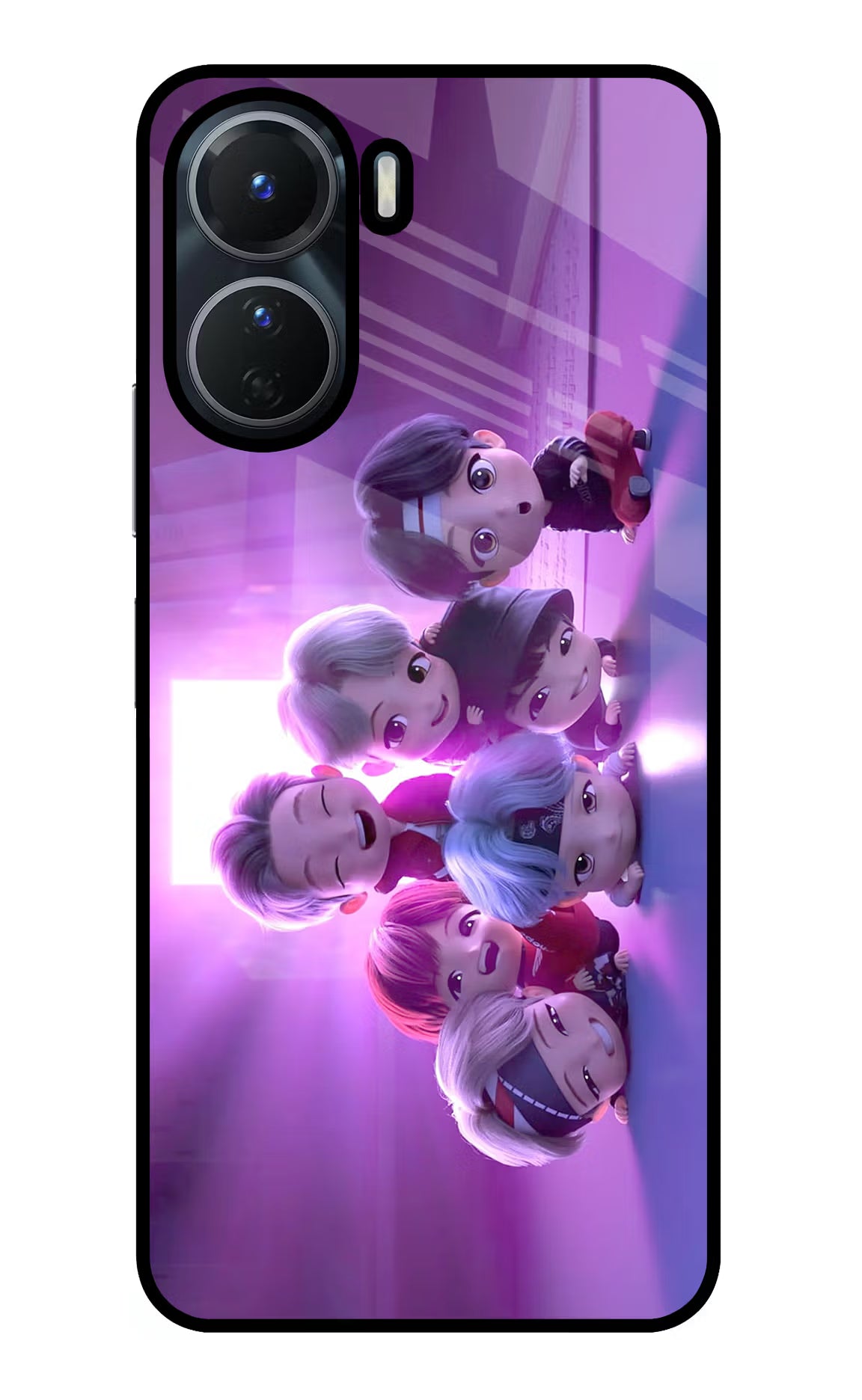 BTS Chibi Vivo Y16 Glass Case - BTS Chibi Vivo Y16 Glass Case BTS Chibi Vivo Y16 Glass Case