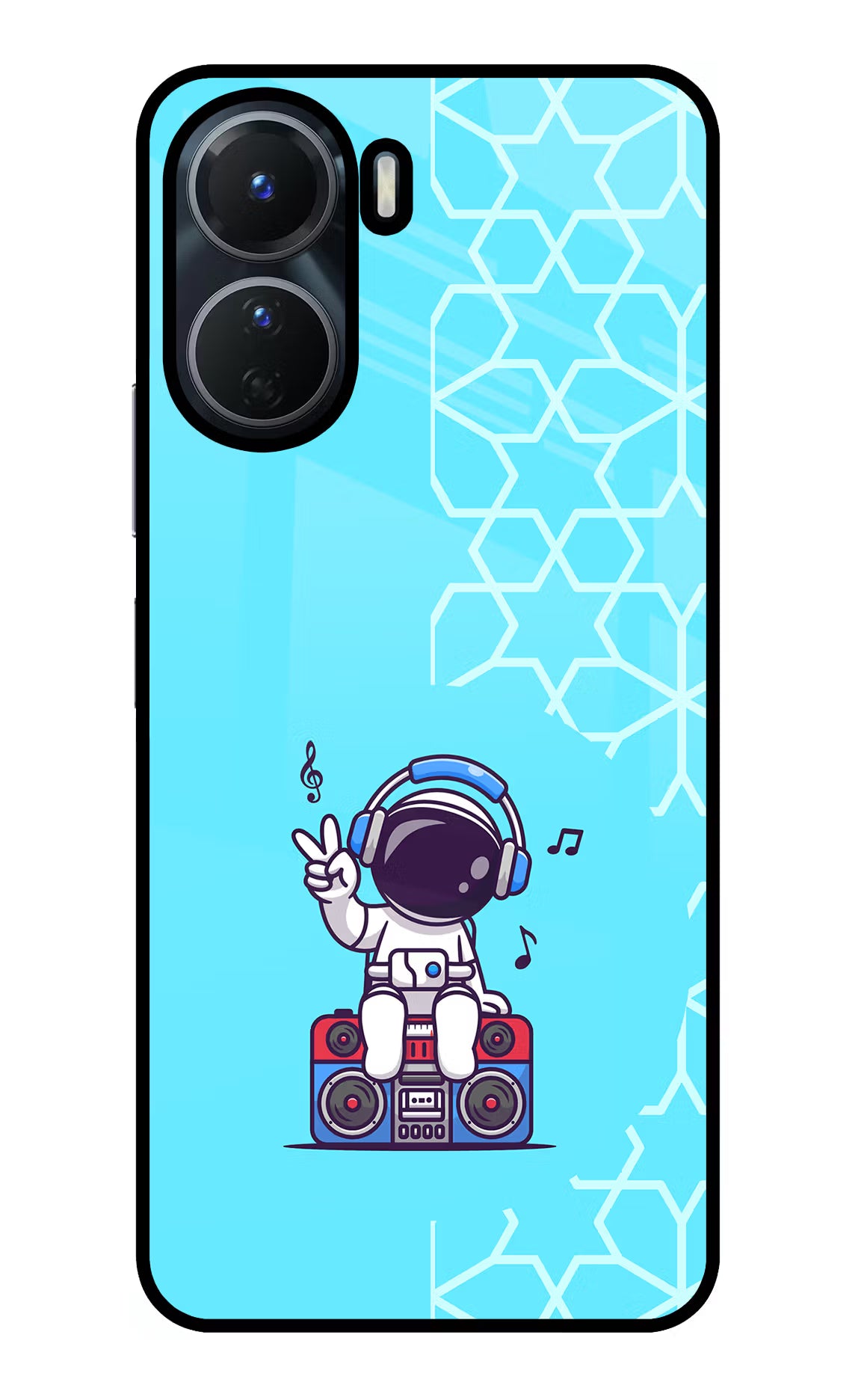 Cute Astronaut Chilling Vivo Y16 Glass Case - Cute Astronaut Chilling Vivo Y16 Glass Case Cute Astronaut Chilling Vivo Y16 Glass Case
