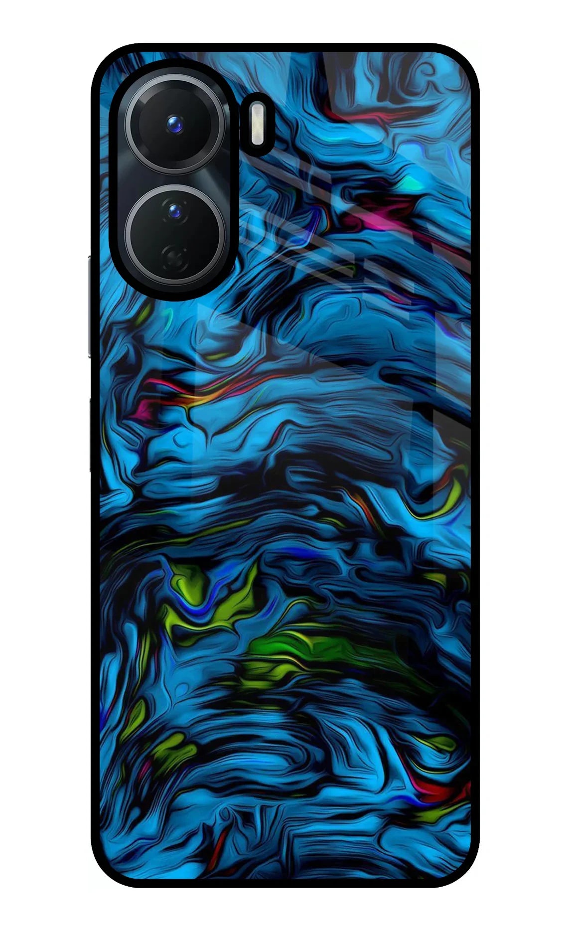 Dark Blue Abstract Vivo Y16 Glass Case - Dark Blue Abstract Vivo Y16 Glass Case Dark Blue Abstract Vivo Y16 Glass Case
