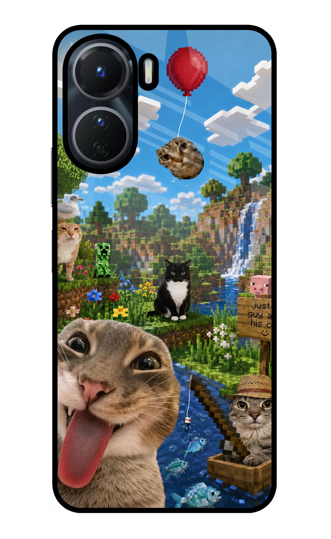 Minecraft Cat Chaos Vivo Y16 Glass Case - Minecraft Cat Chaos Vivo Y16 Glass Case Minecraft Cat Chaos Vivo Y16 Glass Case