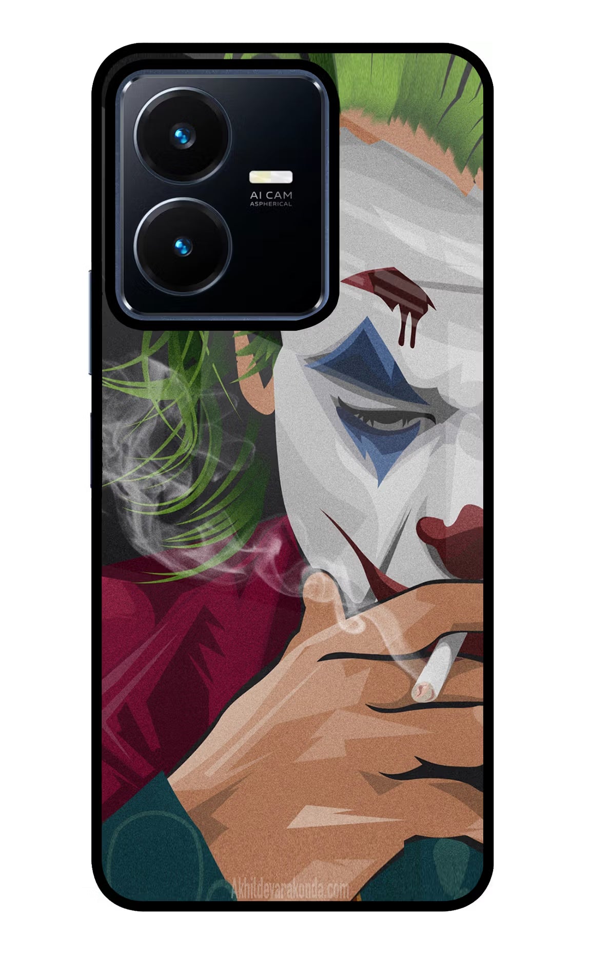 Joker Smoking Vivo Y22 Glass Case - Joker Smoking Vivo Y22 Glass Case Joker Smoking Vivo Y22 Glass Case