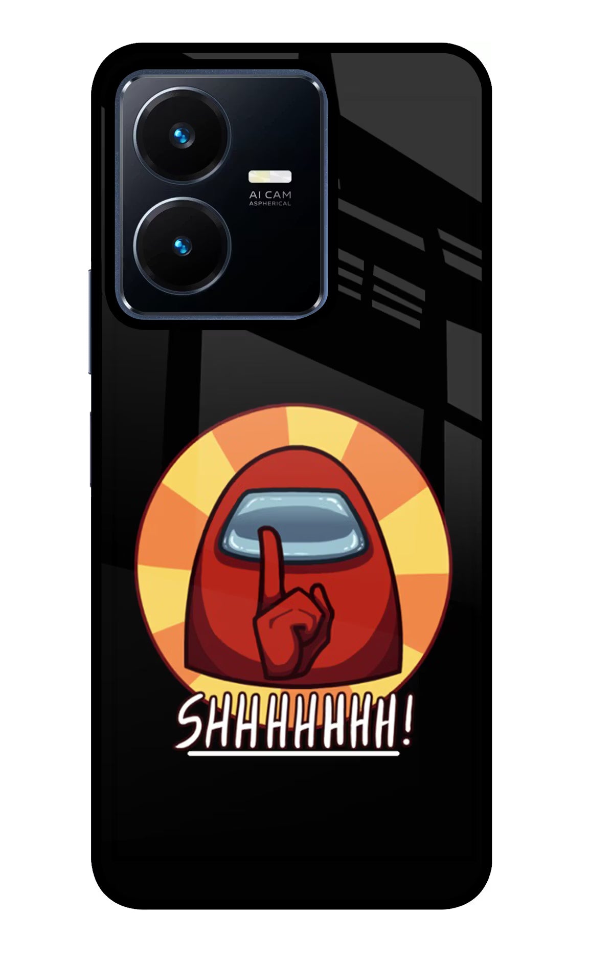 Among Us Shhh! Vivo Y22 Glass Case - Among Us Shhh! Vivo Y22 Glass Case Among Us Shhh! Vivo Y22 Glass Case