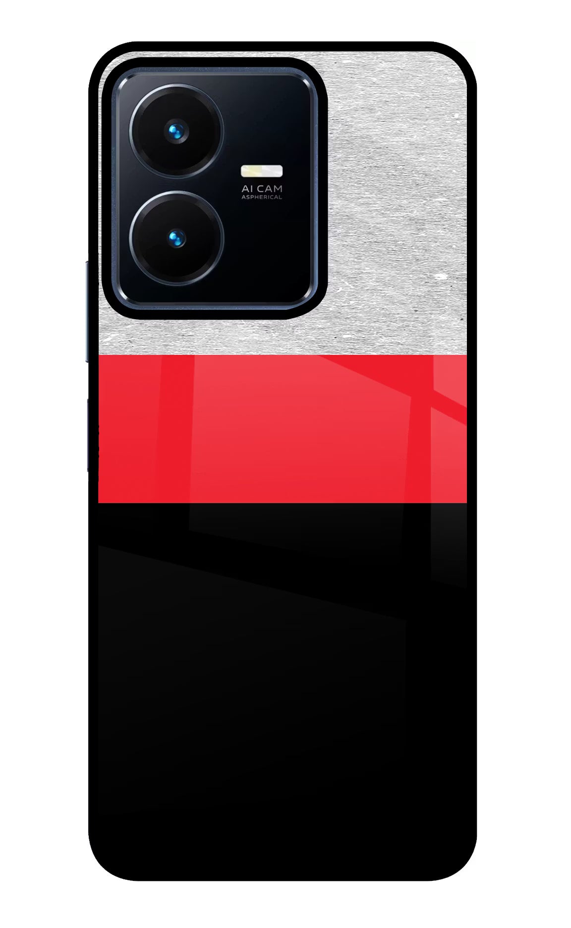 Tri Color Pattern Vivo Y22 Glass Case - Tri Color Pattern Vivo Y22 Glass Case Tri Color Pattern Vivo Y22 Glass Case