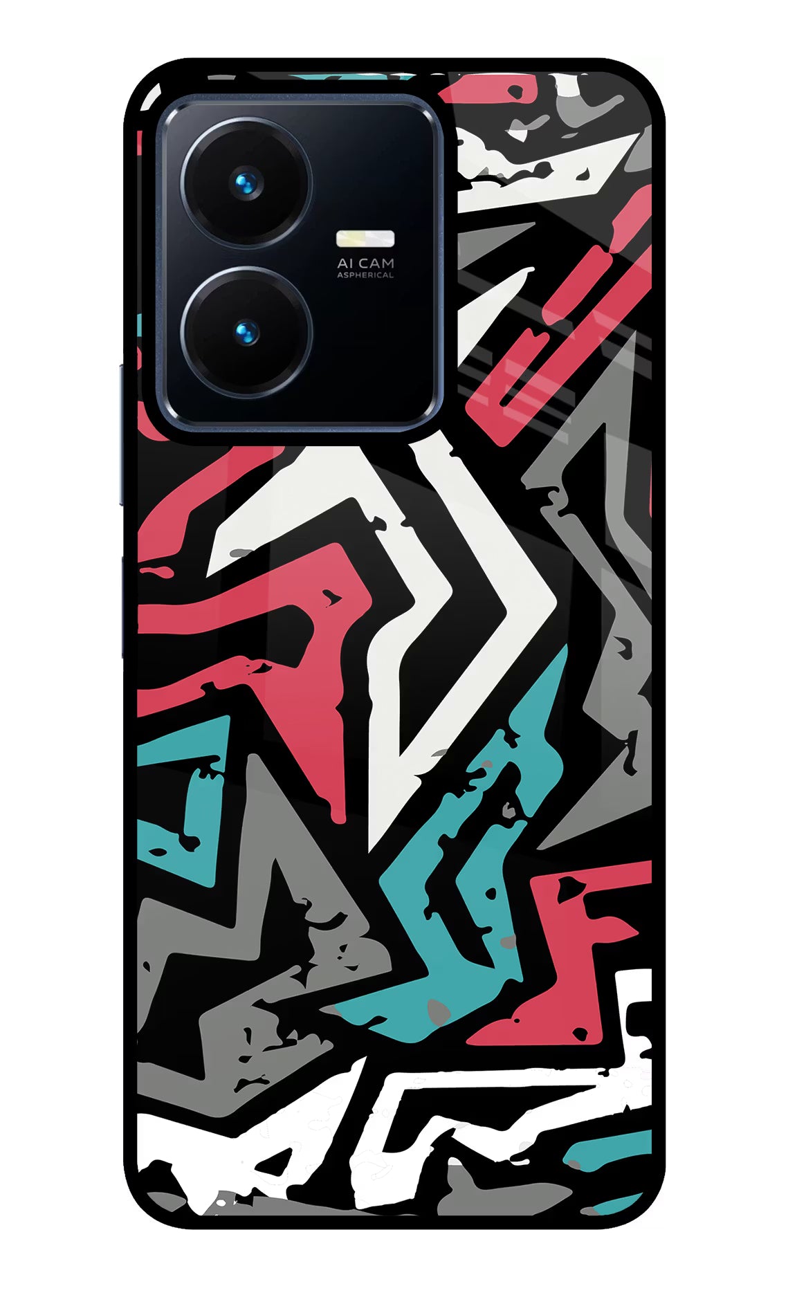 Geometric Graffiti Vivo Y22 Glass Case - Geometric Graffiti Vivo Y22 Glass Case Geometric Graffiti Vivo Y22 Glass Case