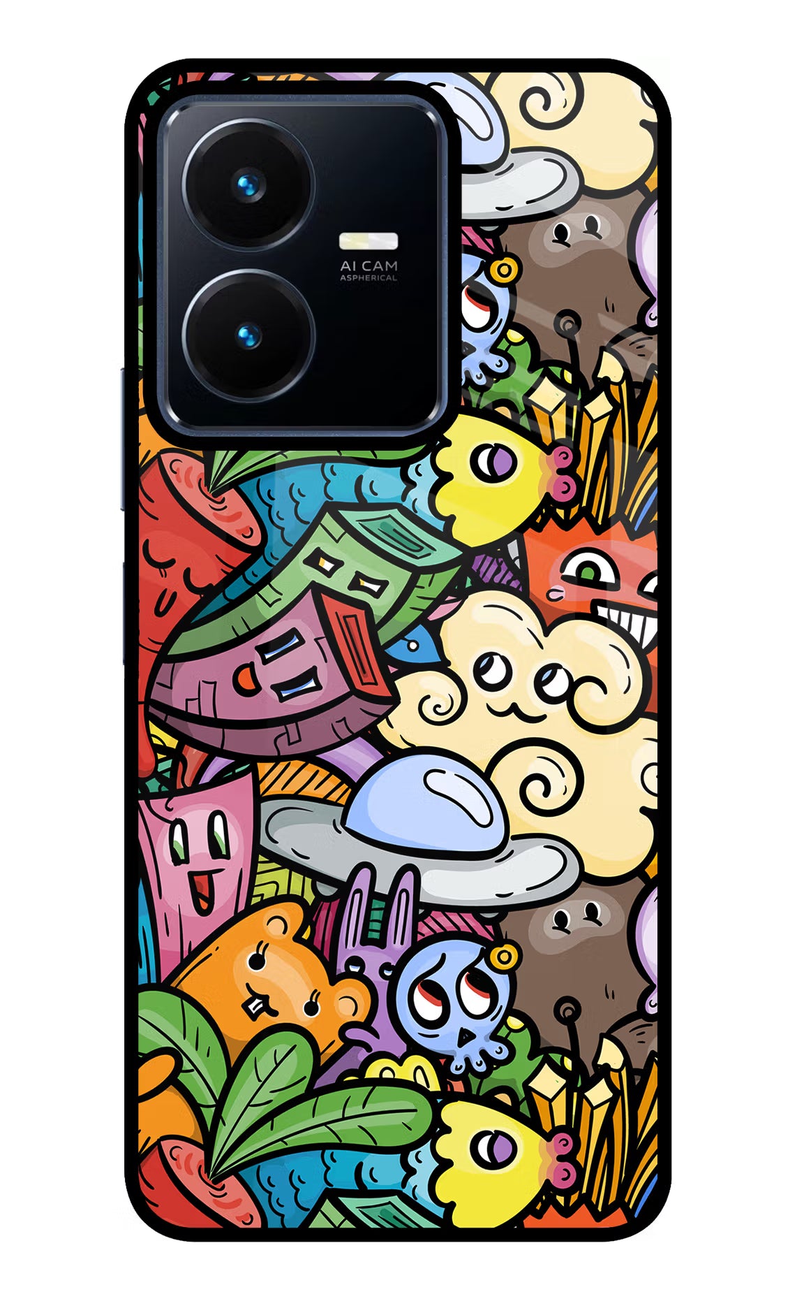 Veggie Doodle Vivo Y22 Glass Case - Veggie Doodle Vivo Y22 Glass Case Veggie Doodle Vivo Y22 Glass Case