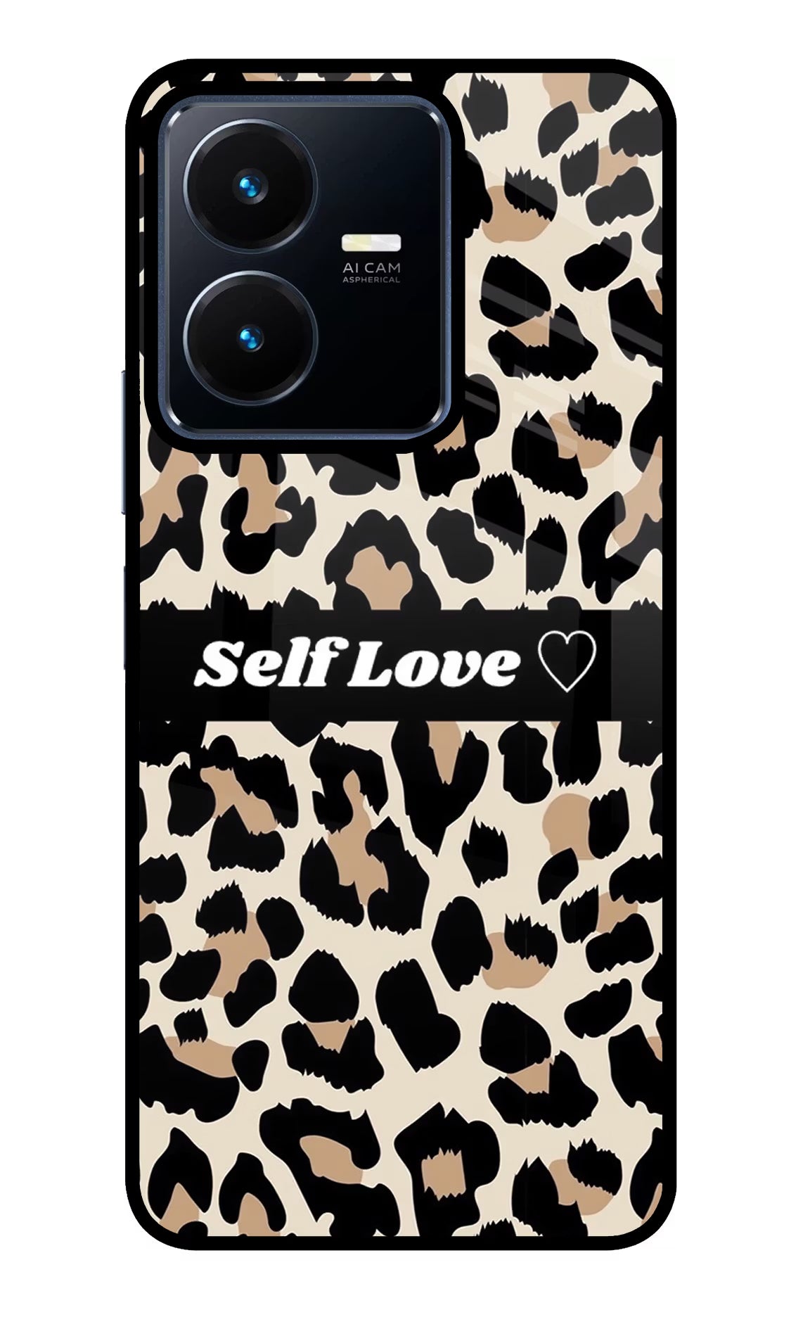 Leopard Print Self Love Vivo Y22 Glass Case - Leopard Print Self Love Vivo Y22 Glass Case Leopard Print Self Love Vivo Y22 Glass Case