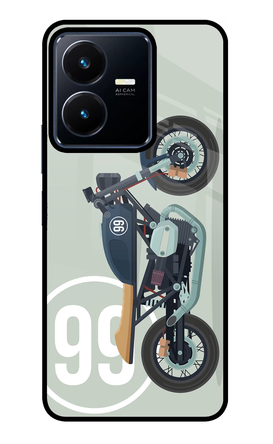 Classic Cafe Racer 99 Vivo Y22 Glass Case - Classic Cafe Racer 99 Vivo Y22 Glass Case Classic Cafe Racer 99 Vivo Y22 Glass Case