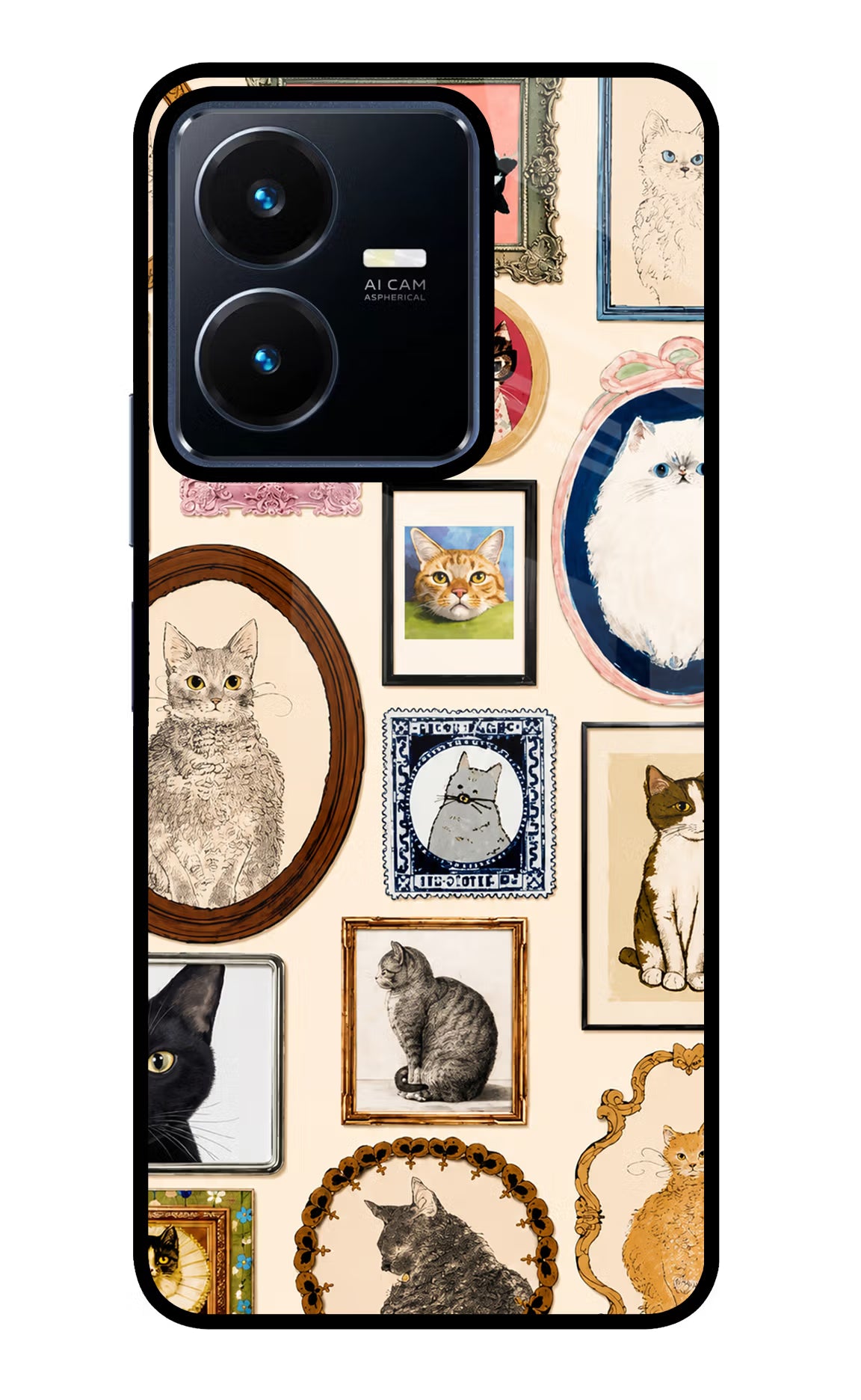 Mirror Cats Vivo Y22 Glass Case - Mirror Cats Vivo Y22 Glass Case Mirror Cats Vivo Y22 Glass Case