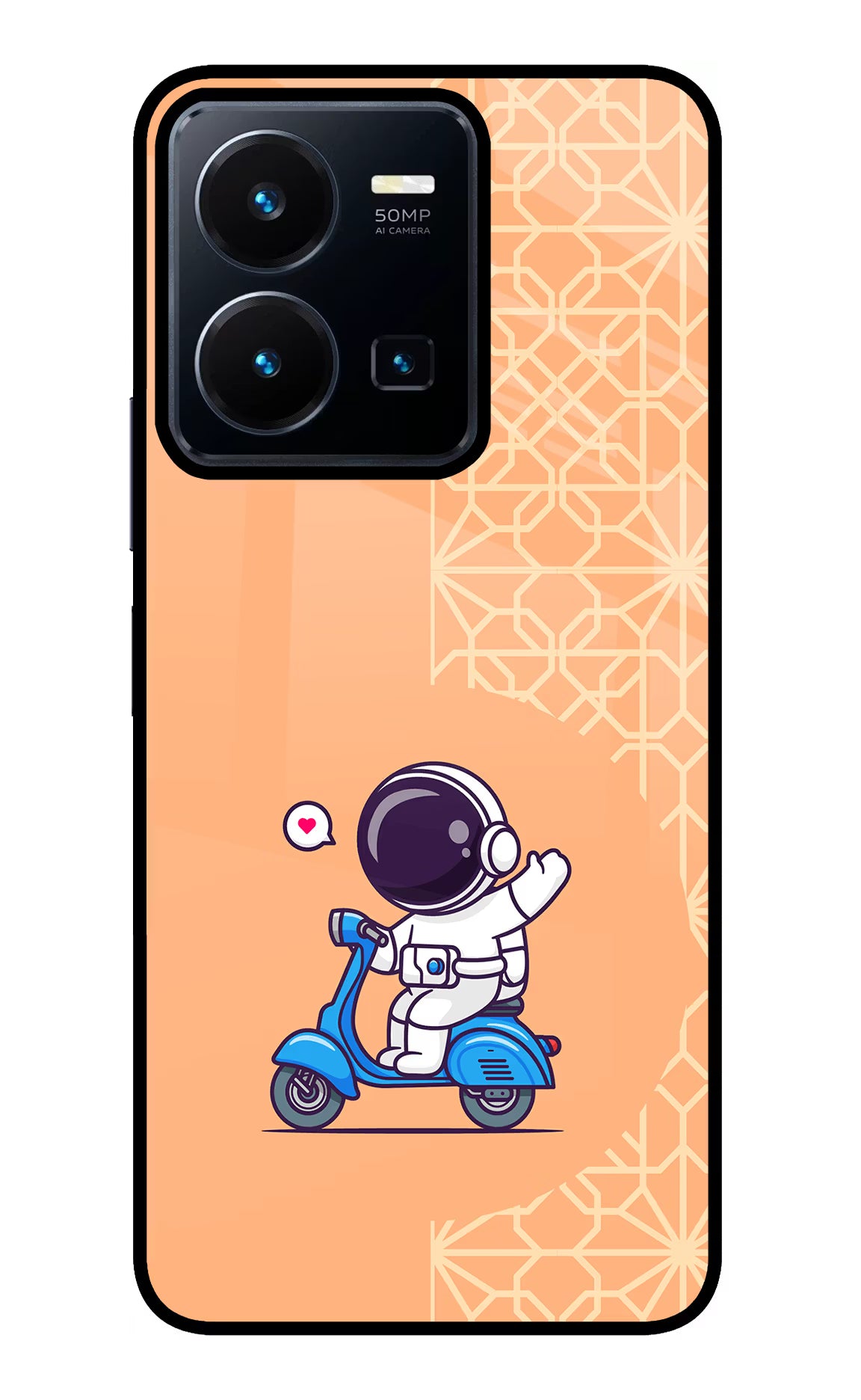 Cute Astronaut Riding Vivo Y35 Glass Case - Cute Astronaut Riding Vivo Y35 Glass Case Cute Astronaut Riding Vivo Y35 Glass Case